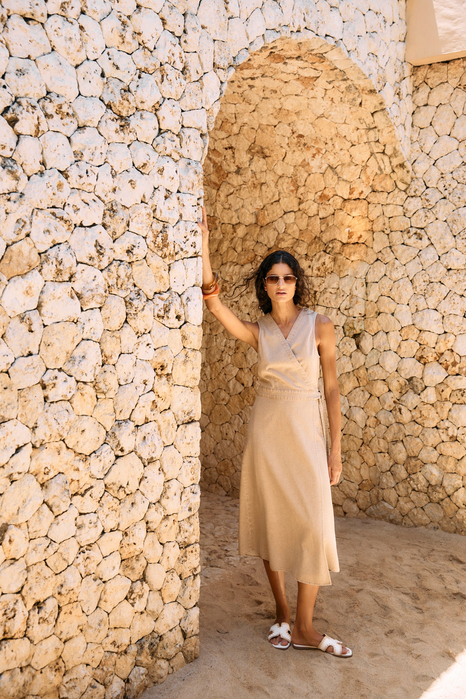 Dusk Denim Wrap Dress - Dune