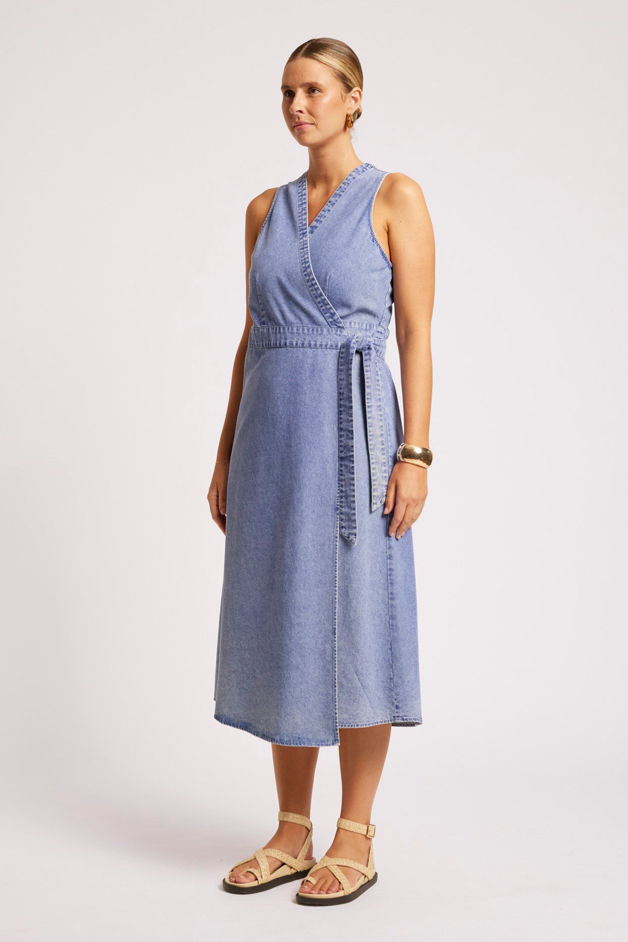 Dusk Denim Wrap Dress - Denim