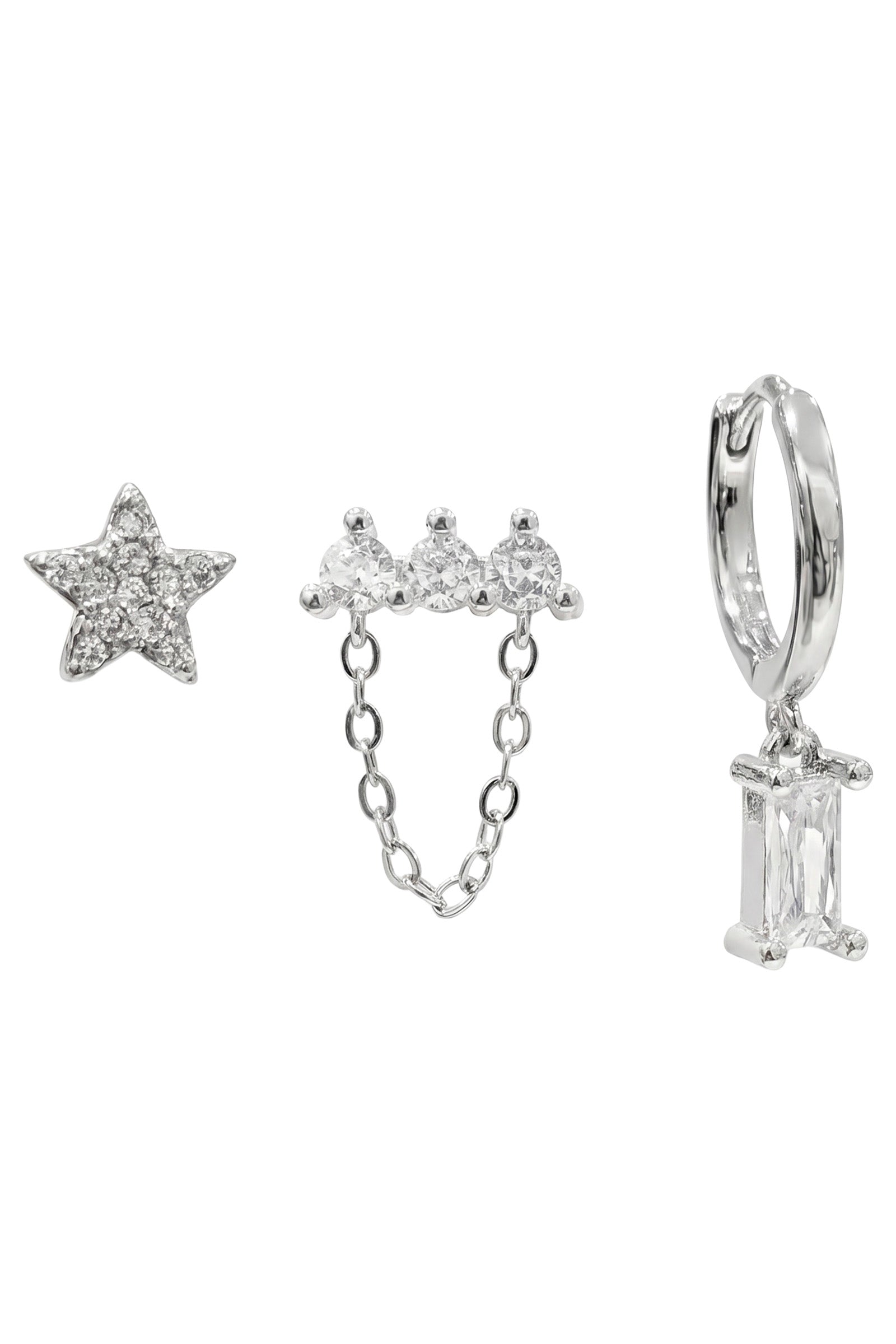 Heritage Trio Earrings - Star Silver