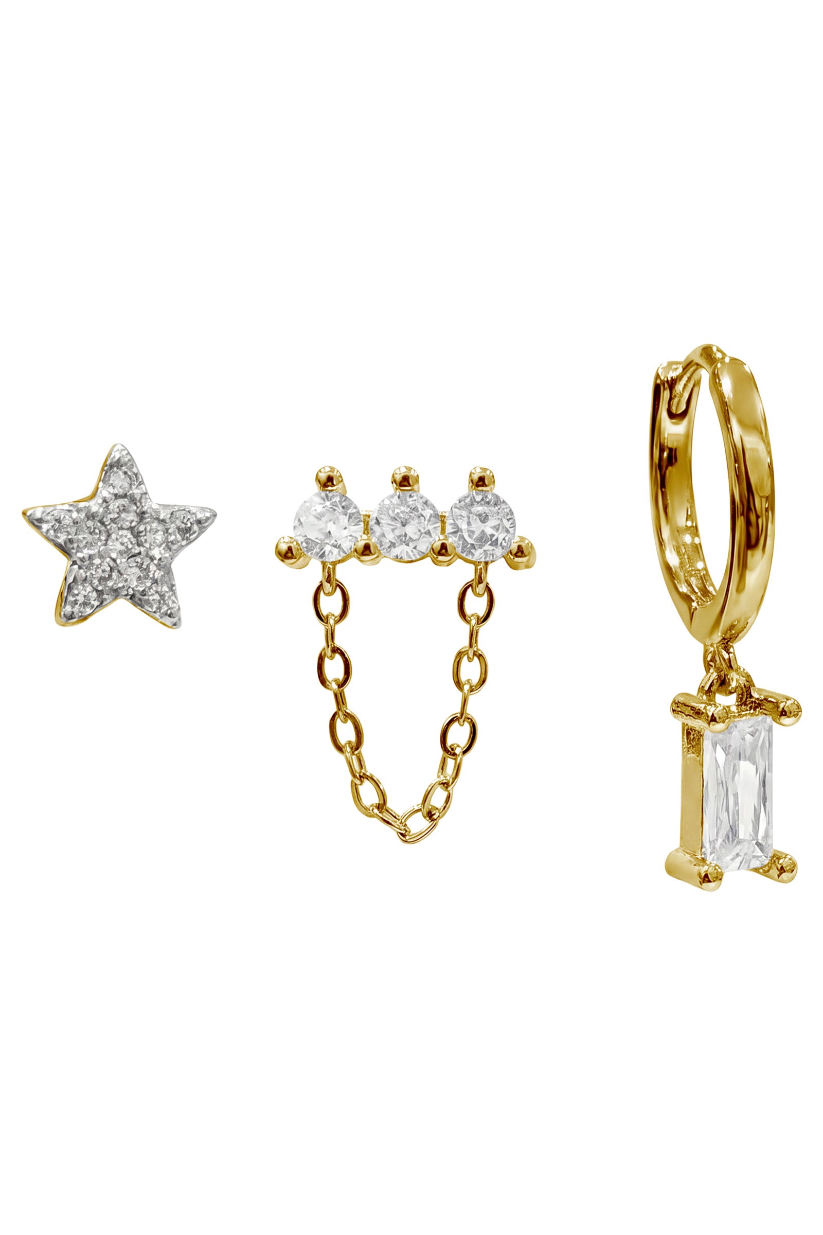 Heritage Trio Earrings - Star Gold