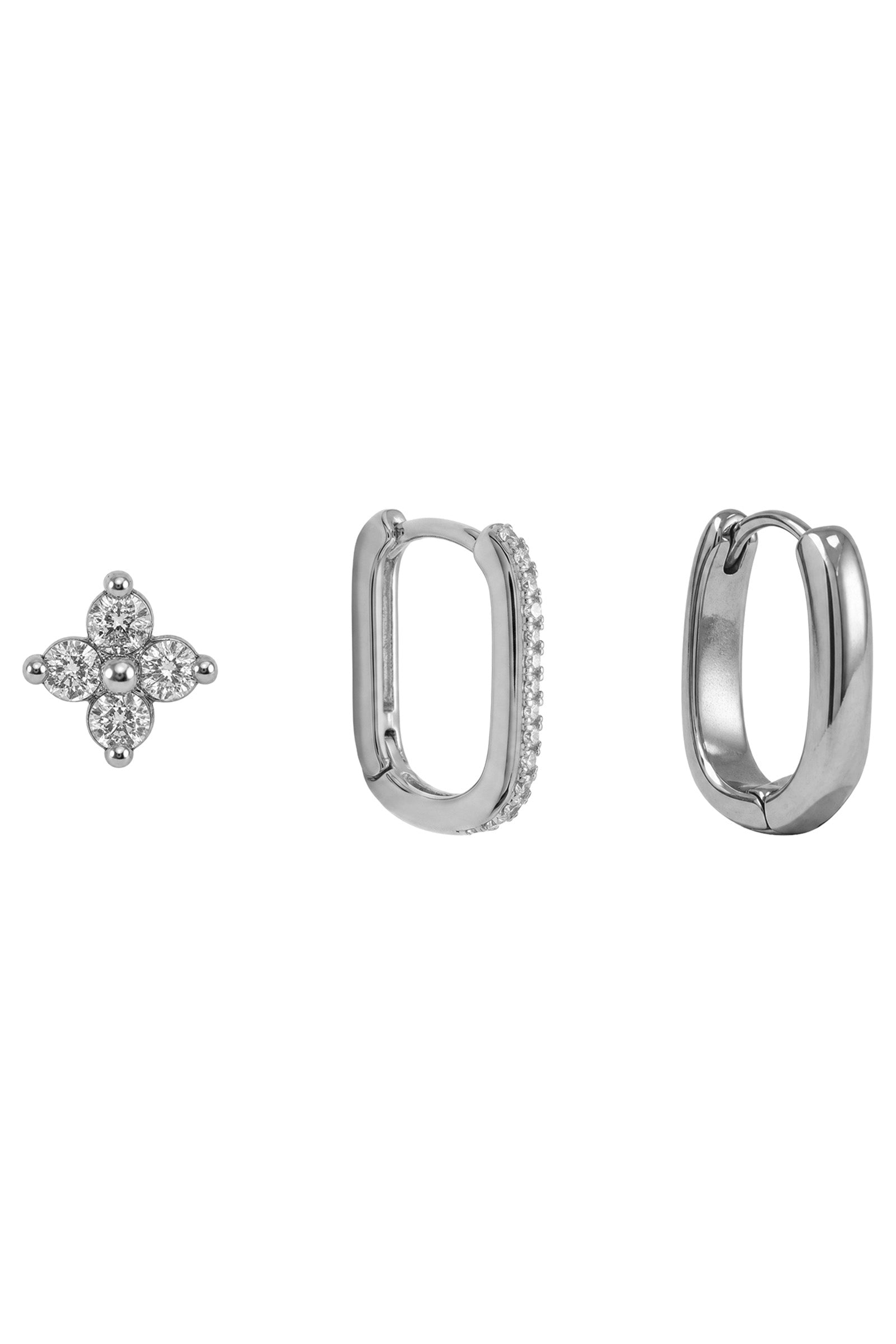 Heritage Trio Earrings - Star / Hoop Silver