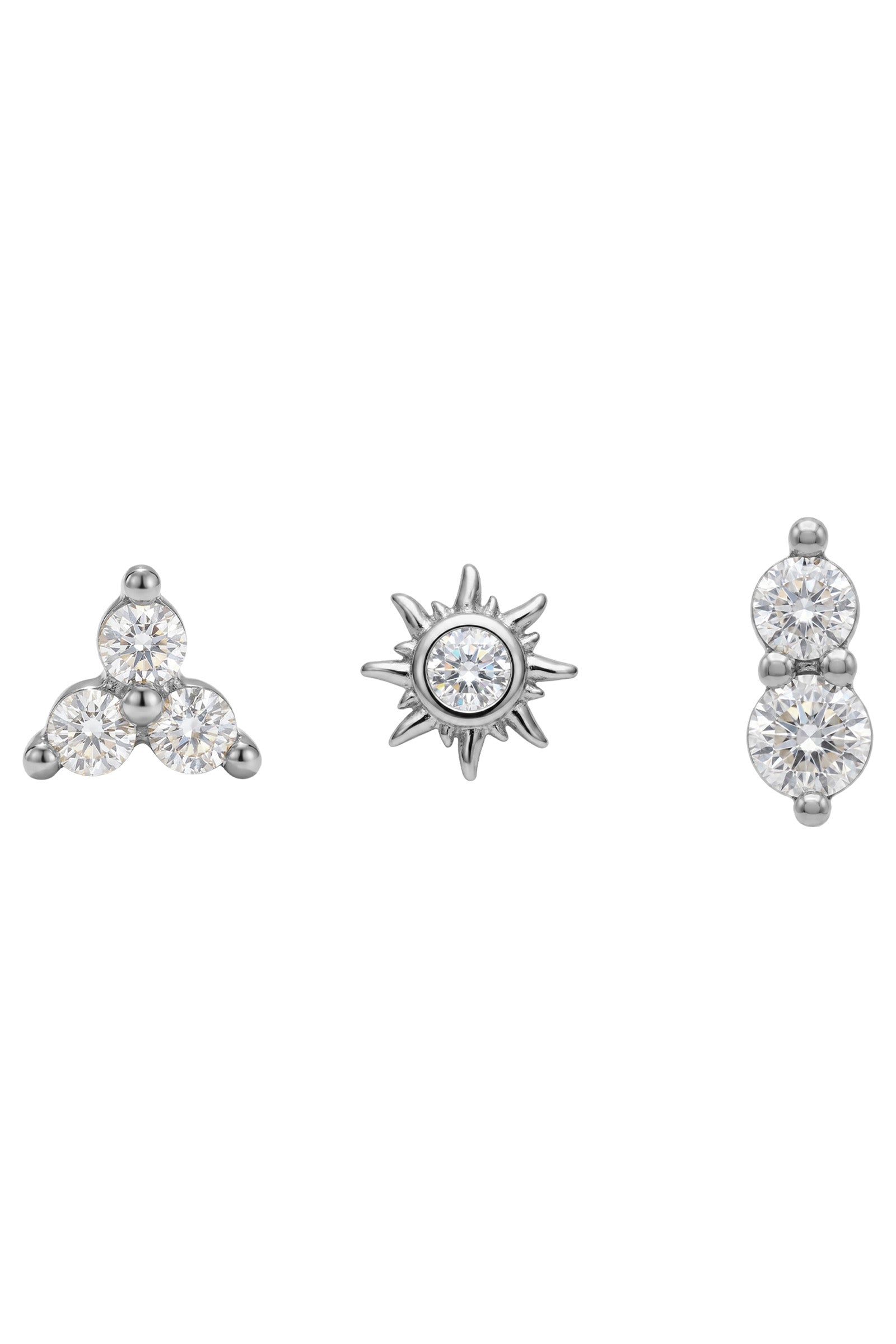 Heritage Trio Earrings - Diamante Silver