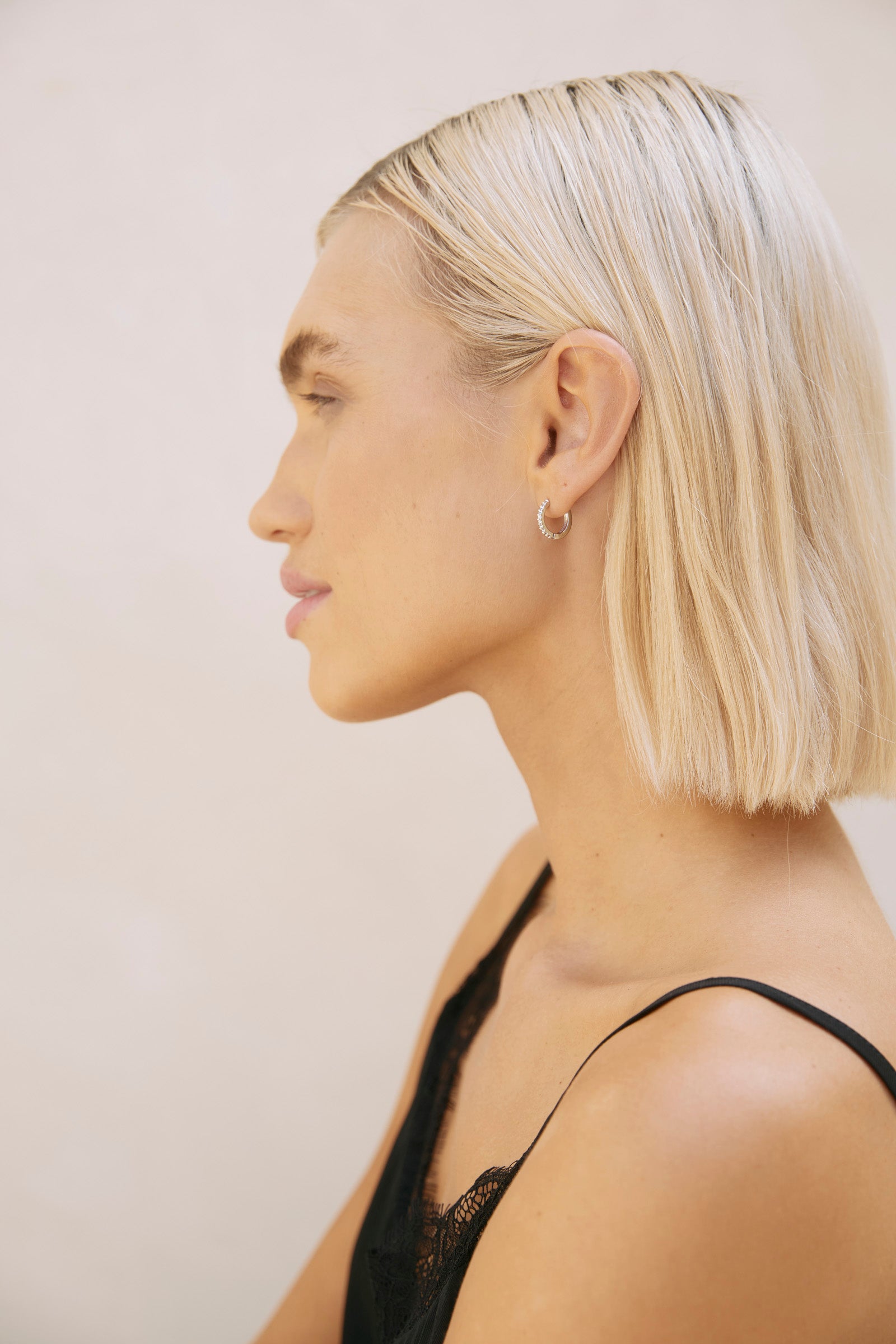 Heritage Earring - Hoop / Diamante Silver
