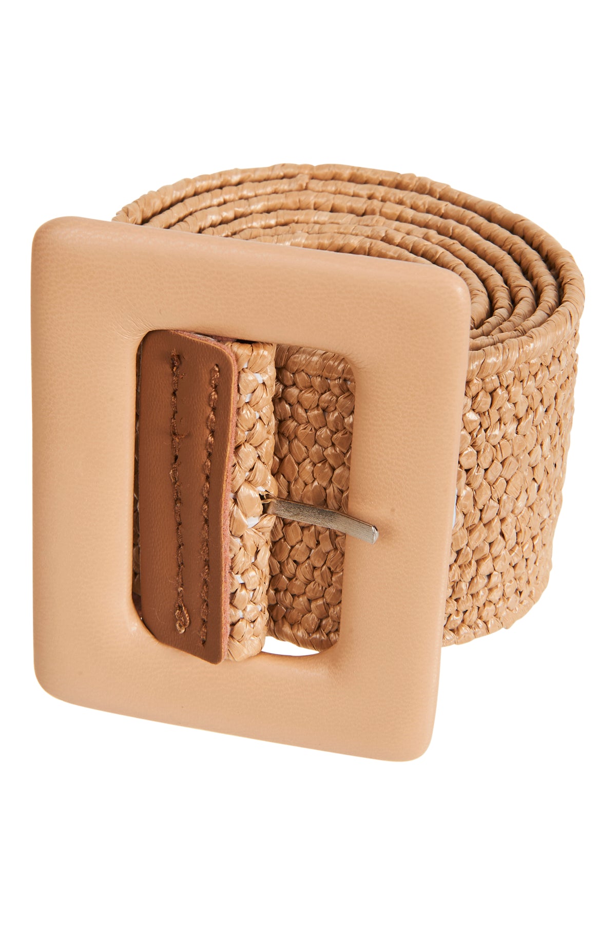 Woven Straw-Texture Belt in Camel Wide woven belt - Camel main image 3