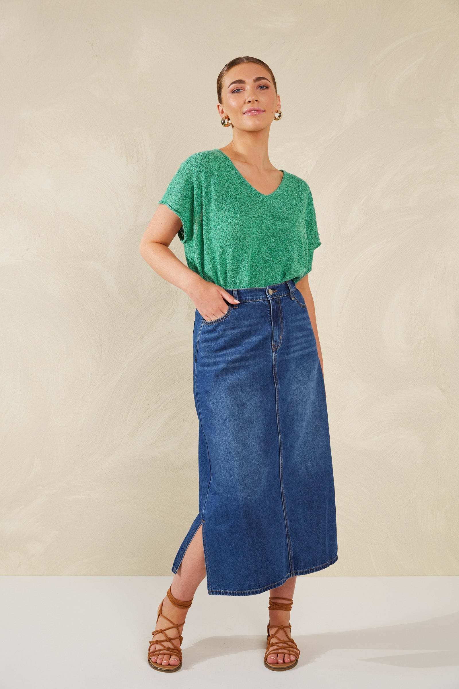 A line denim skirt au best sale