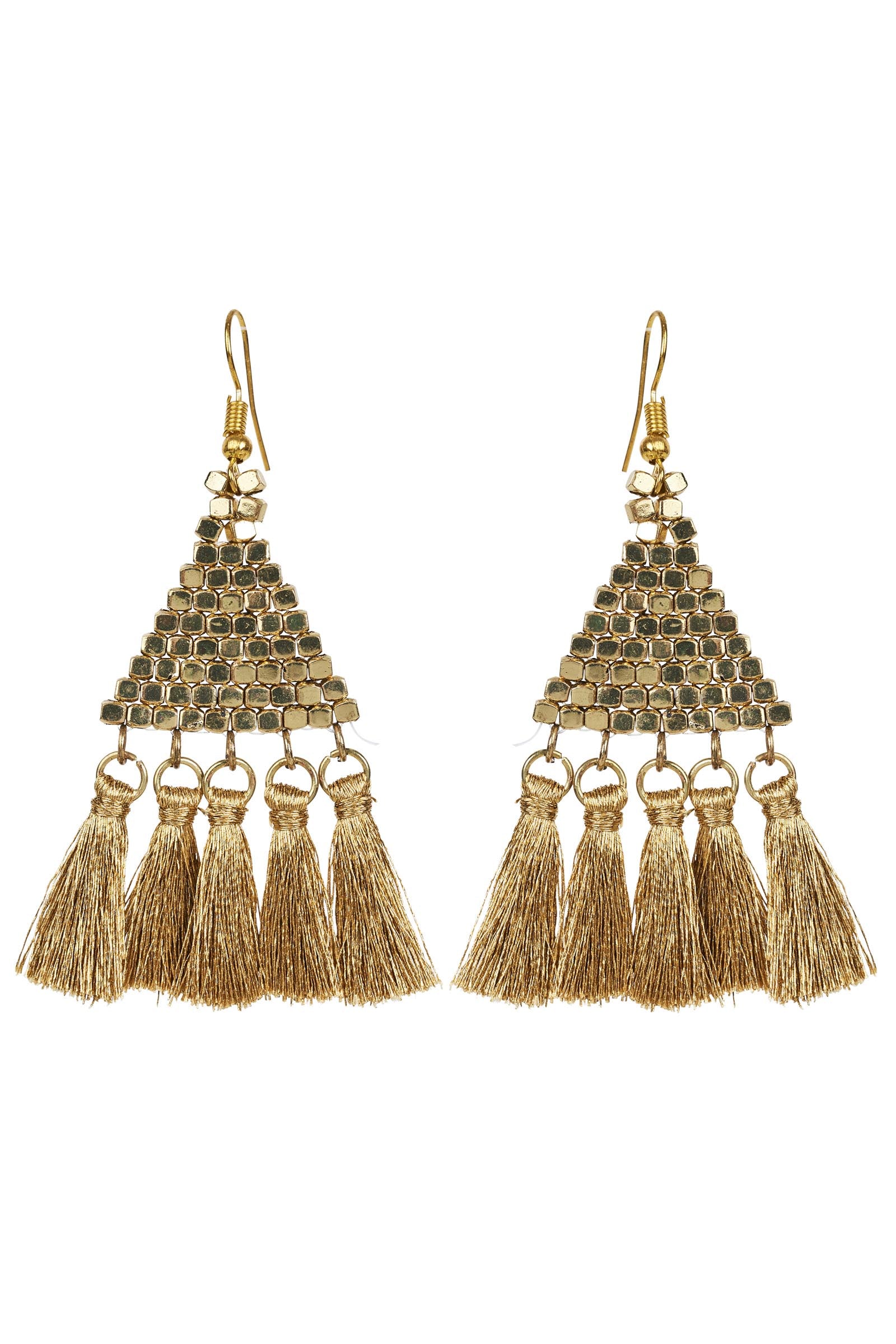 Gold metal tassel on sale earrings