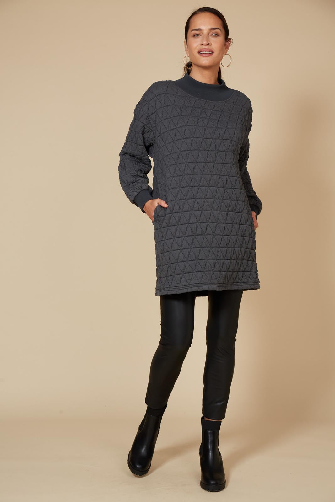 La Vida Relaxed Top/Dress - Fossil - eb&ive Clothing - Top Dress