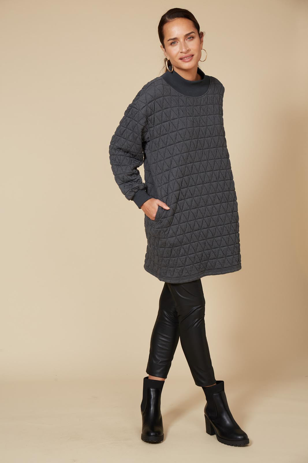La Vida Relaxed Top/Dress - Fossil - eb&ive Clothing - Top Dress