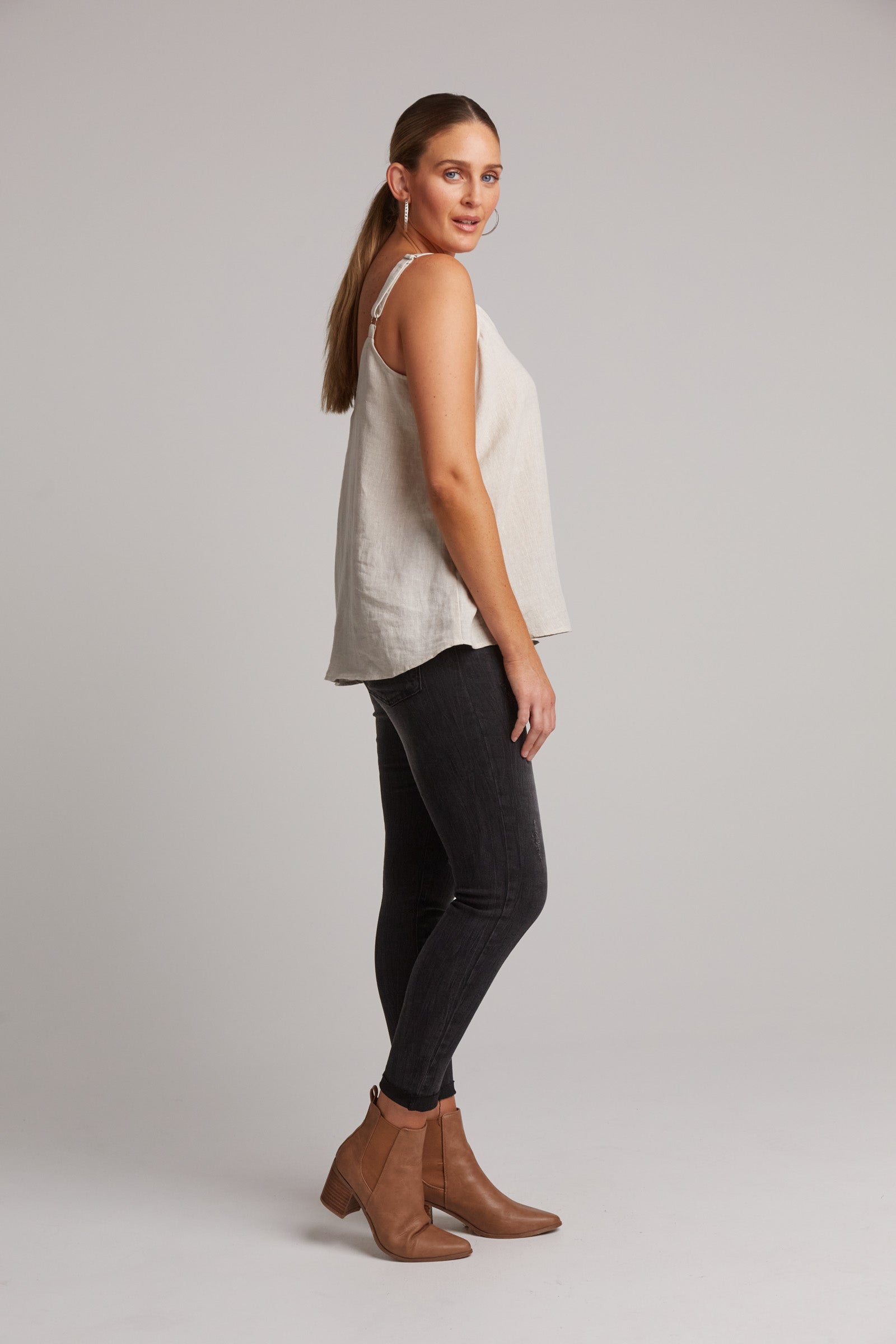 Studio Tank - Tusk - eb&ive Clothing - Top Strappy Linen