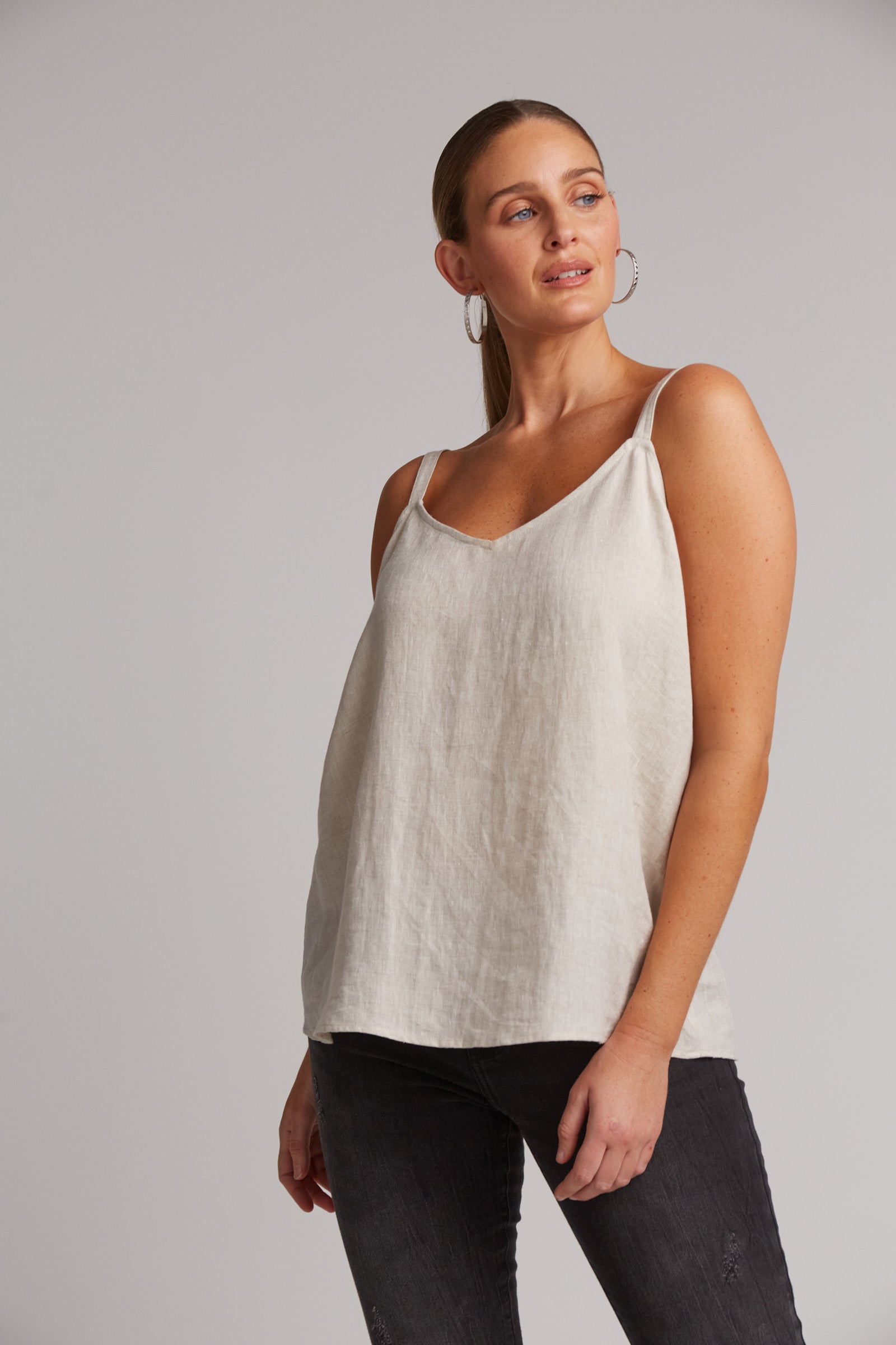 Studio Tank - Tusk - eb&ive Clothing - Top Strappy Linen