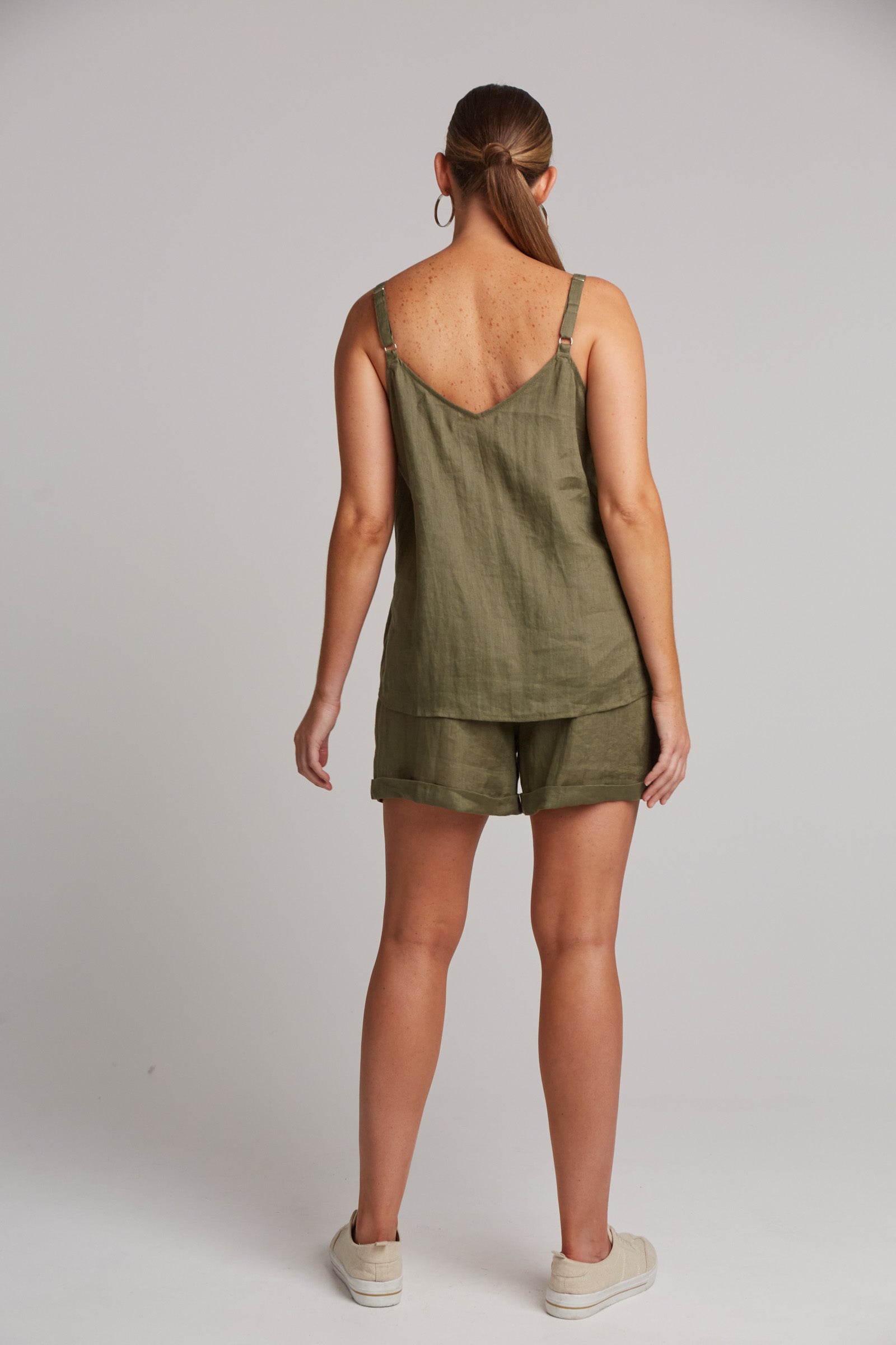 Studio Tank - Khaki - eb&ive Clothing - Top Strappy Linen