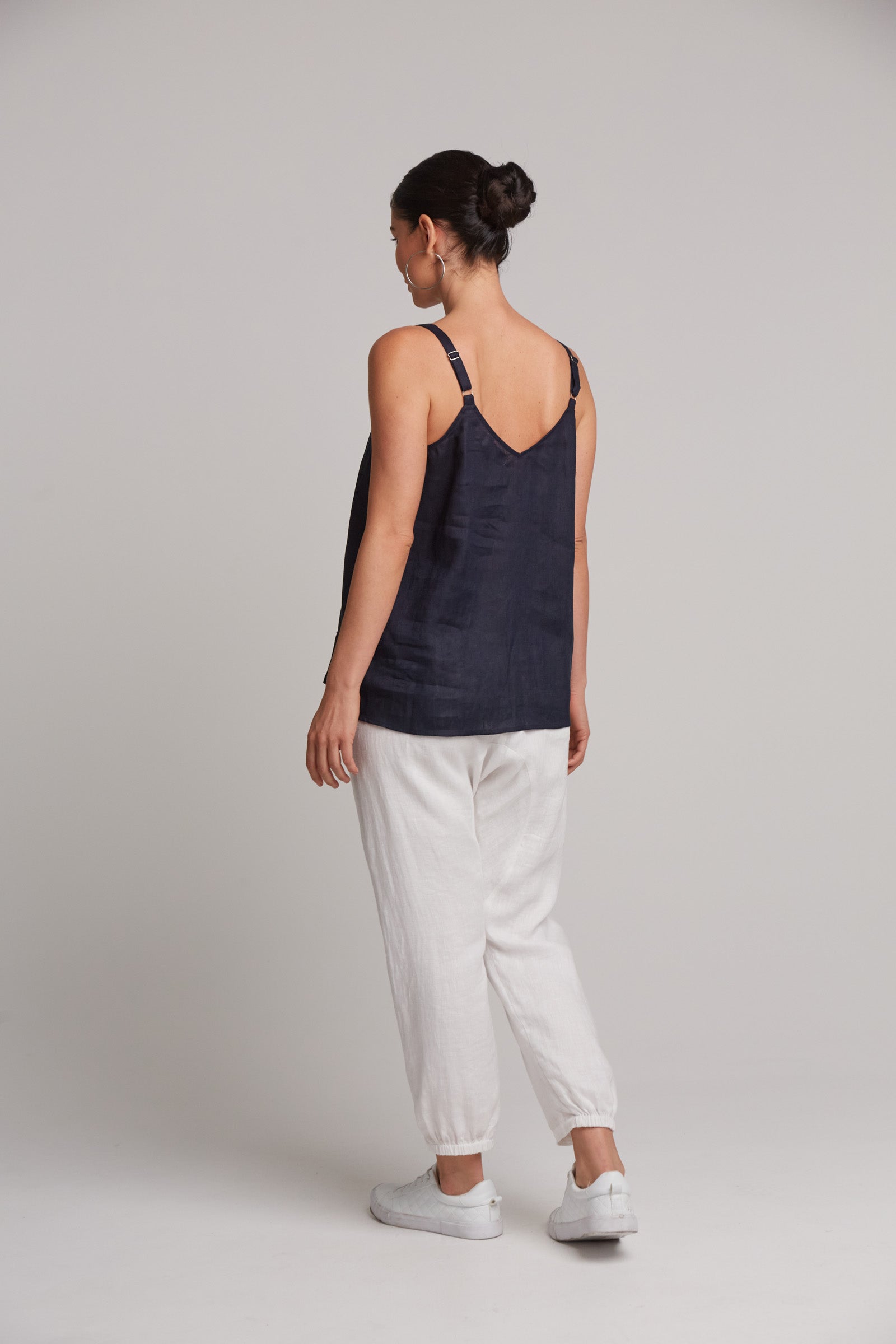 Studio Tank - Navy - eb&ive Clothing - Top Strappy Linen