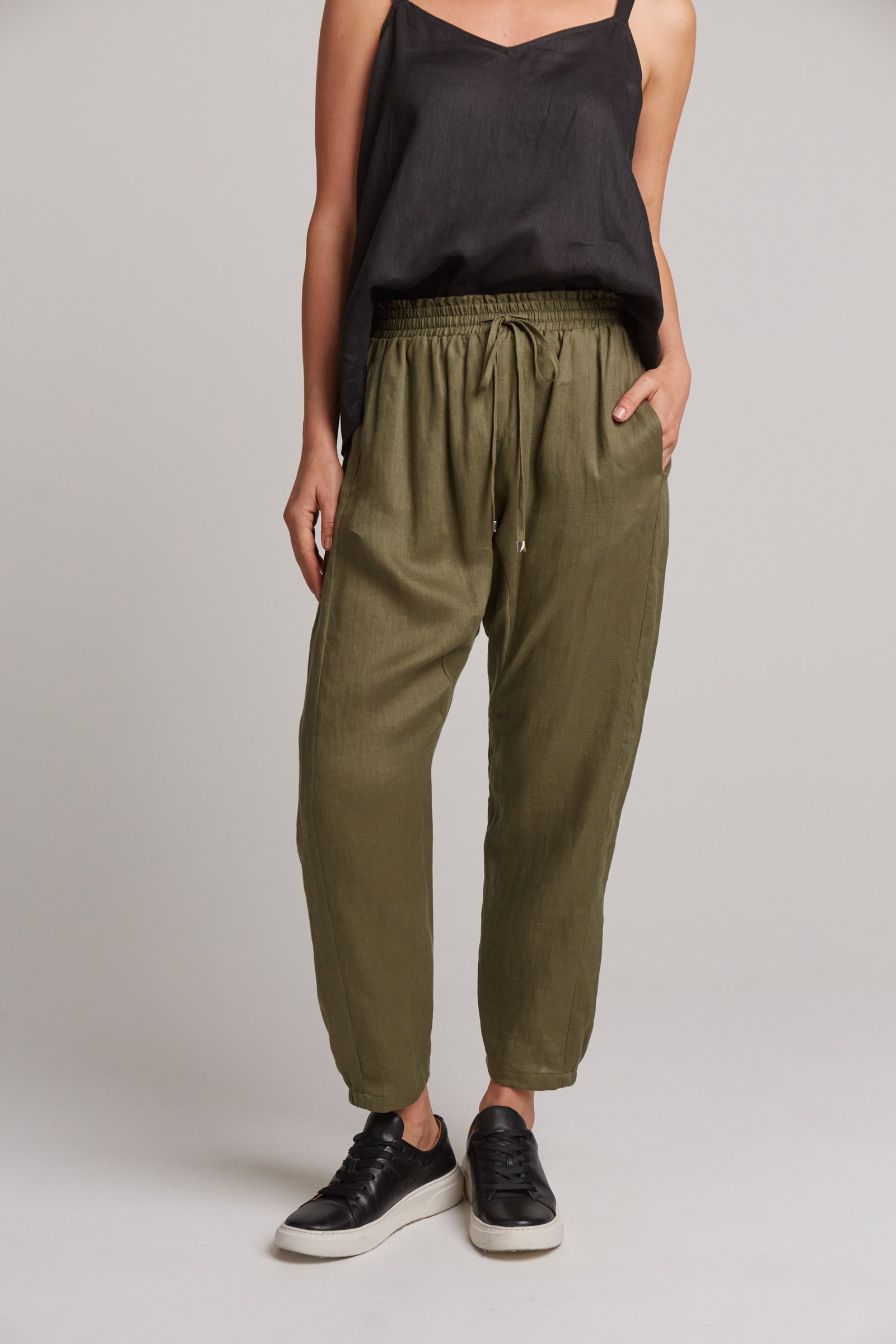 Studio Relaxed Pant - Khaki - eb&ive Clothing - Pant Relaxed Linen