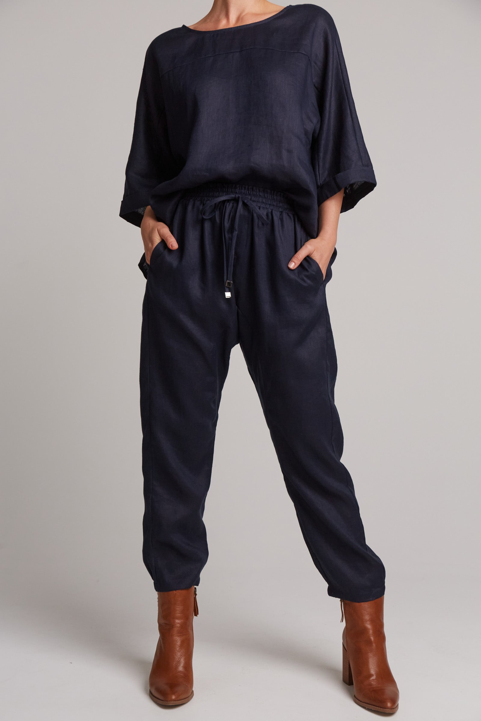 Studio Relaxed Pant - Navy - eb&ive Clothing - Pant Relaxed Linen