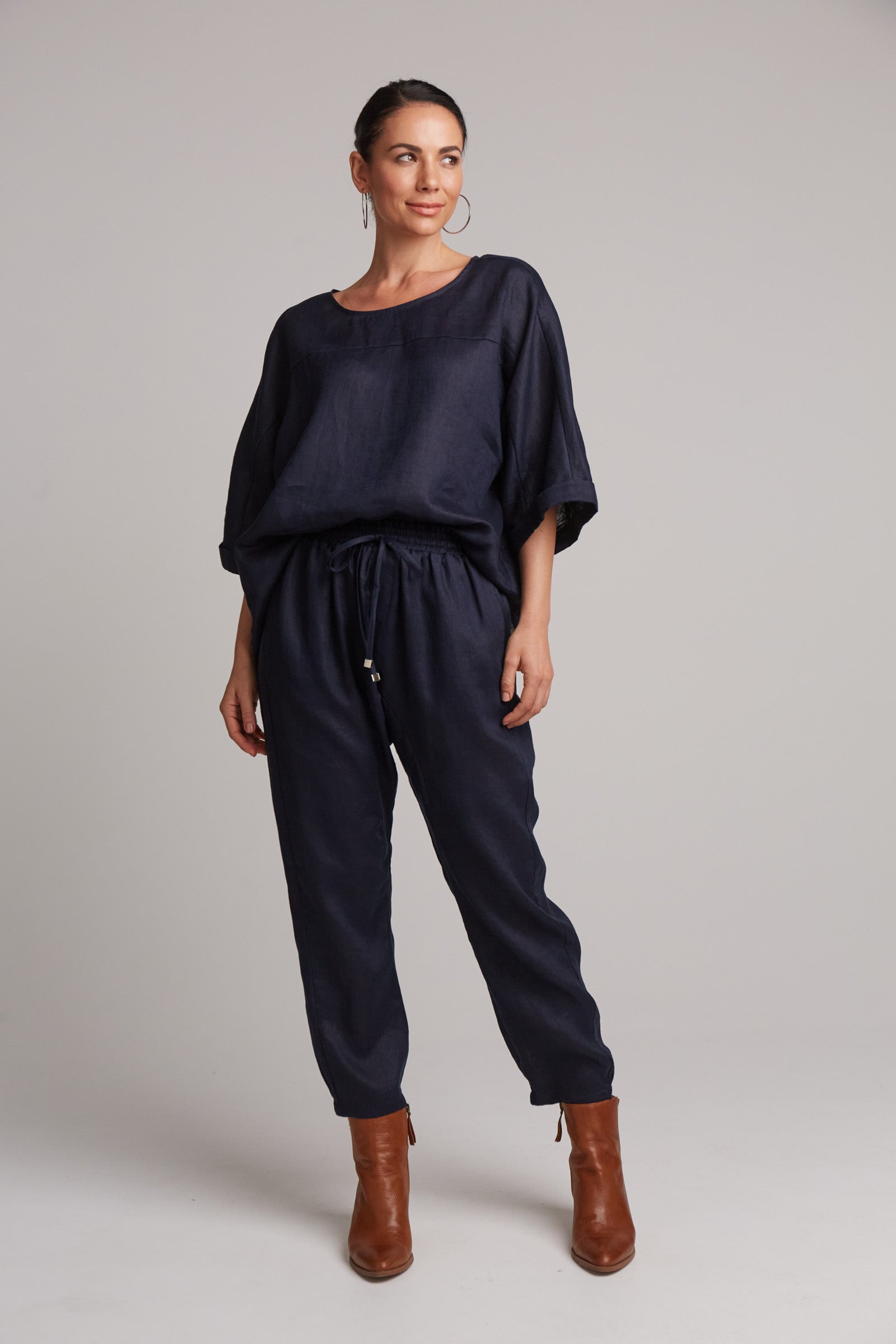 Studio Relaxed Pant - Navy - eb&ive Clothing - Pant Relaxed Linen