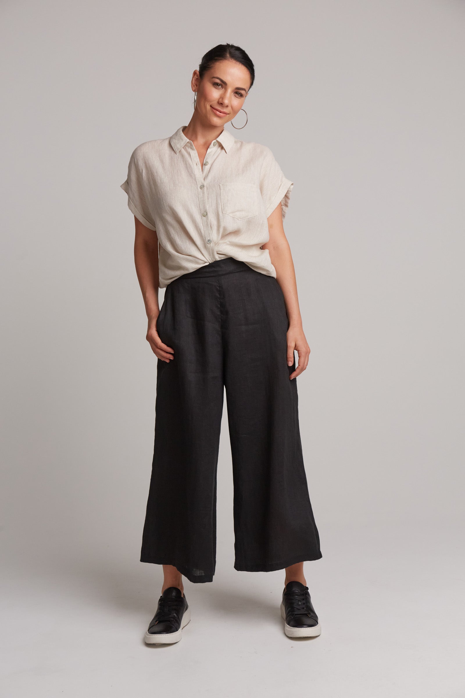 Studio Crop Pant - Ebony - eb&ive Clothing - Pant Relaxed Crop Linen