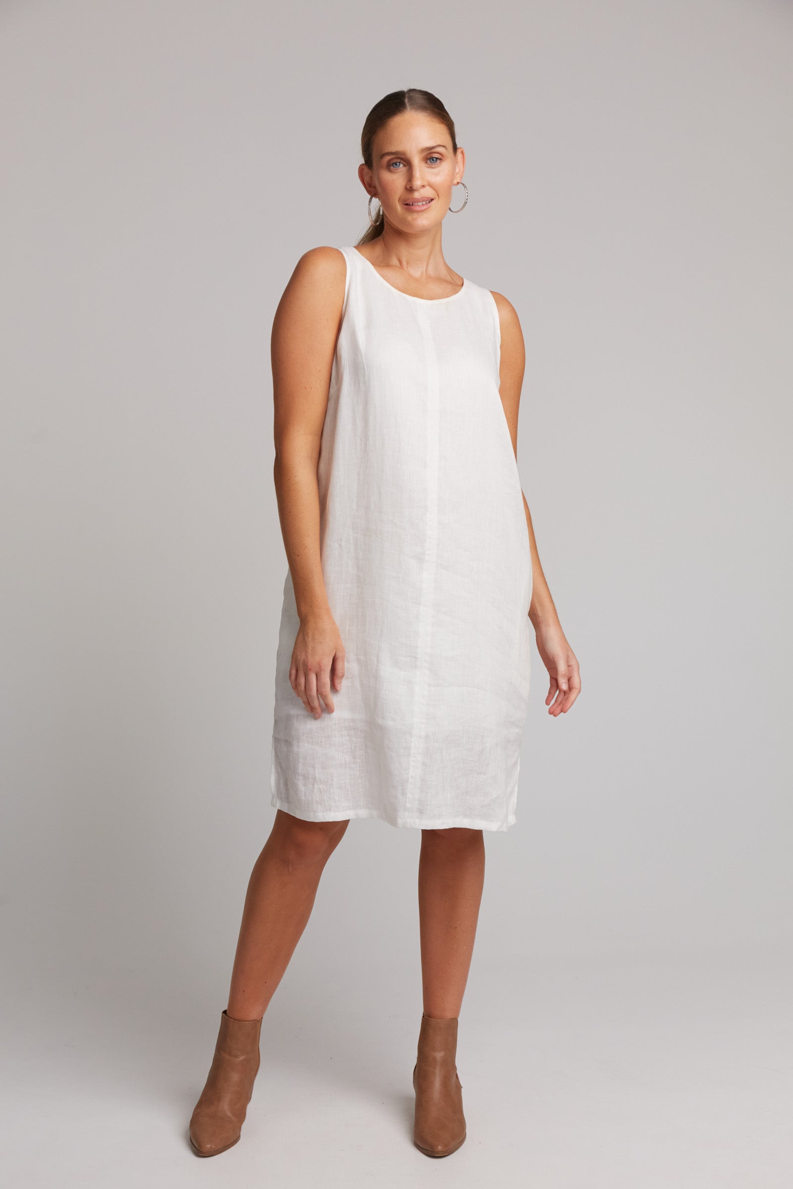 Studio Midi Dress - Salt - eb&ive Clothing - Dress Mid Linen