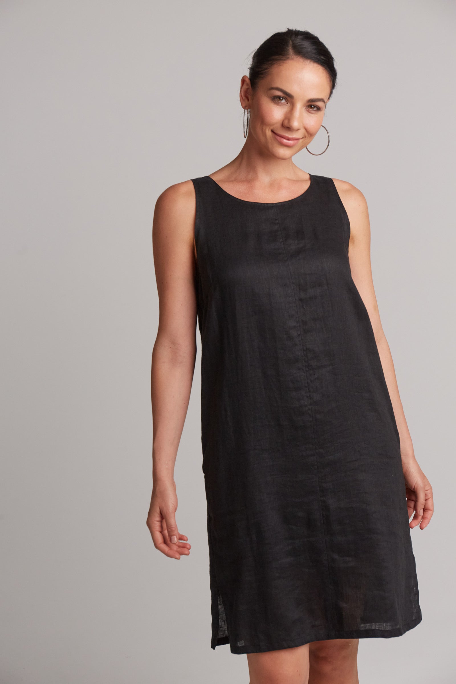 Studio Midi Dress - Ebony - eb&ive Clothing - Dress Mid Linen