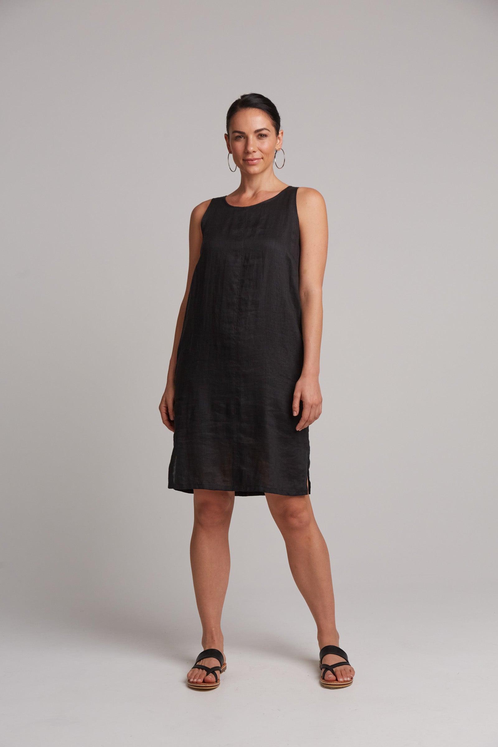 Studio Midi Dress - Ebony - eb&ive Clothing - Dress Mid Linen