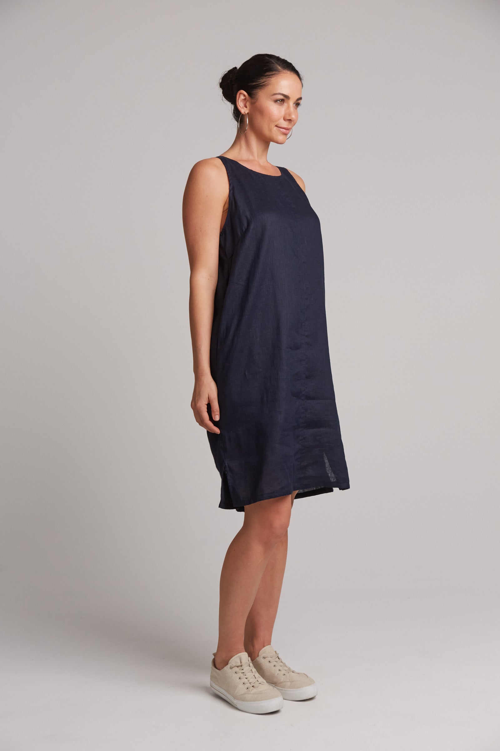 Studio Midi Dress - Navy - eb&ive Clothing - Dress Mid Linen