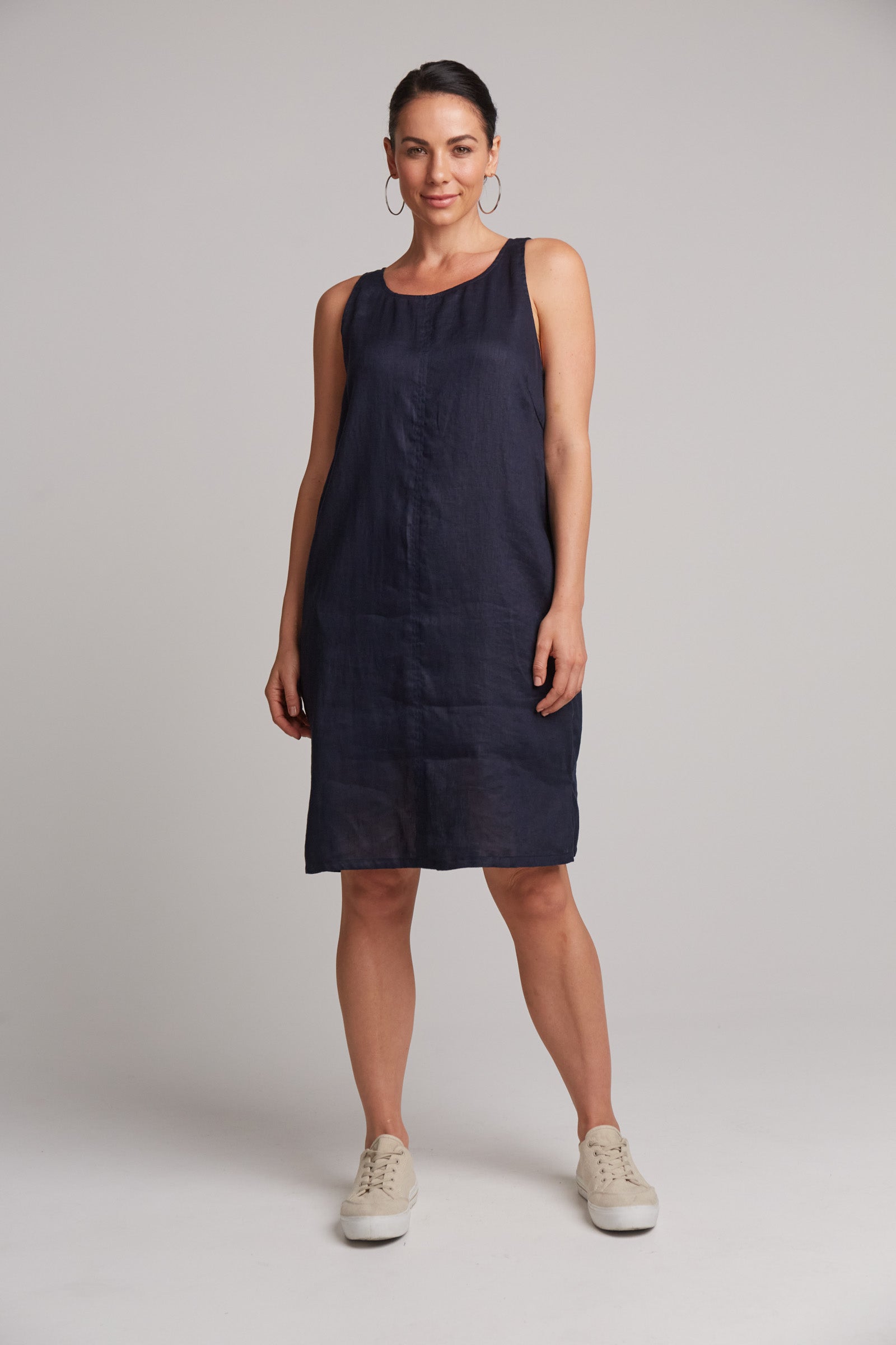 Studio Midi Dress - Navy - eb&ive Clothing - Dress Mid Linen