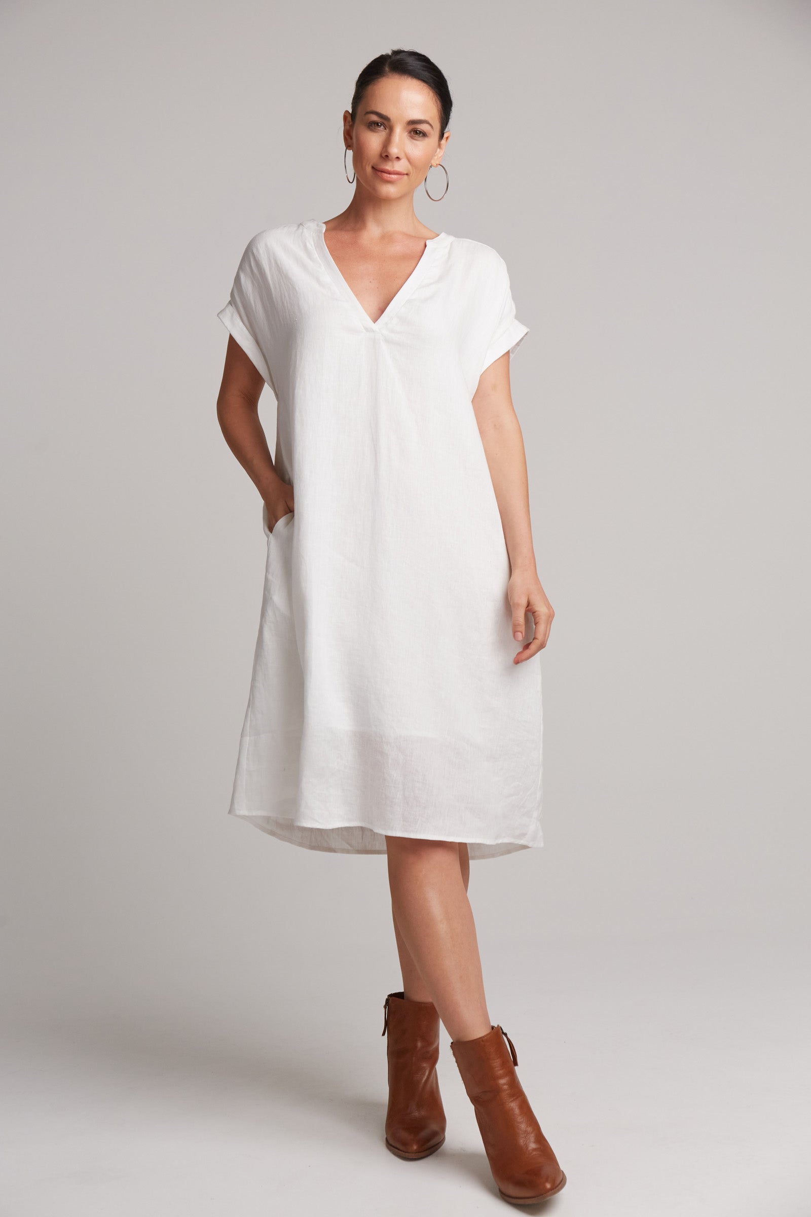 Studio Dress - Salt - eb&ive Clothing - Dress Mid Linen