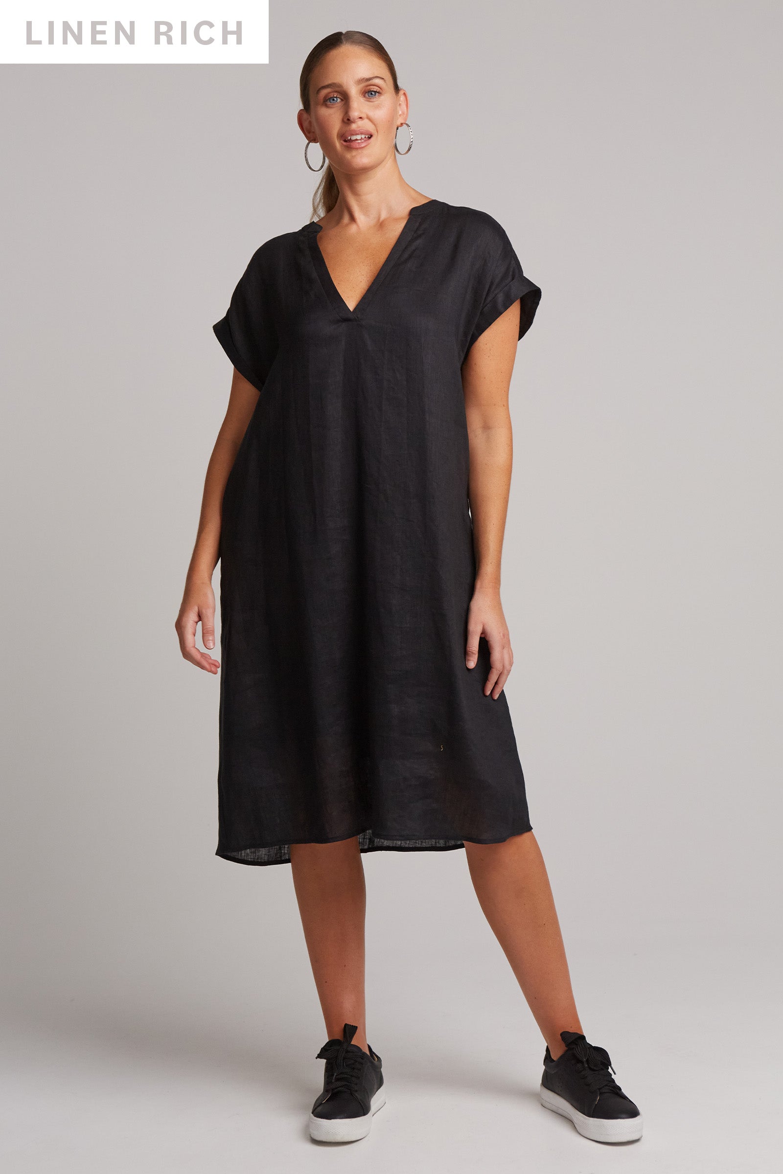 Studio Dress - Ebony - eb&ive Clothing - Dress Mid Linen