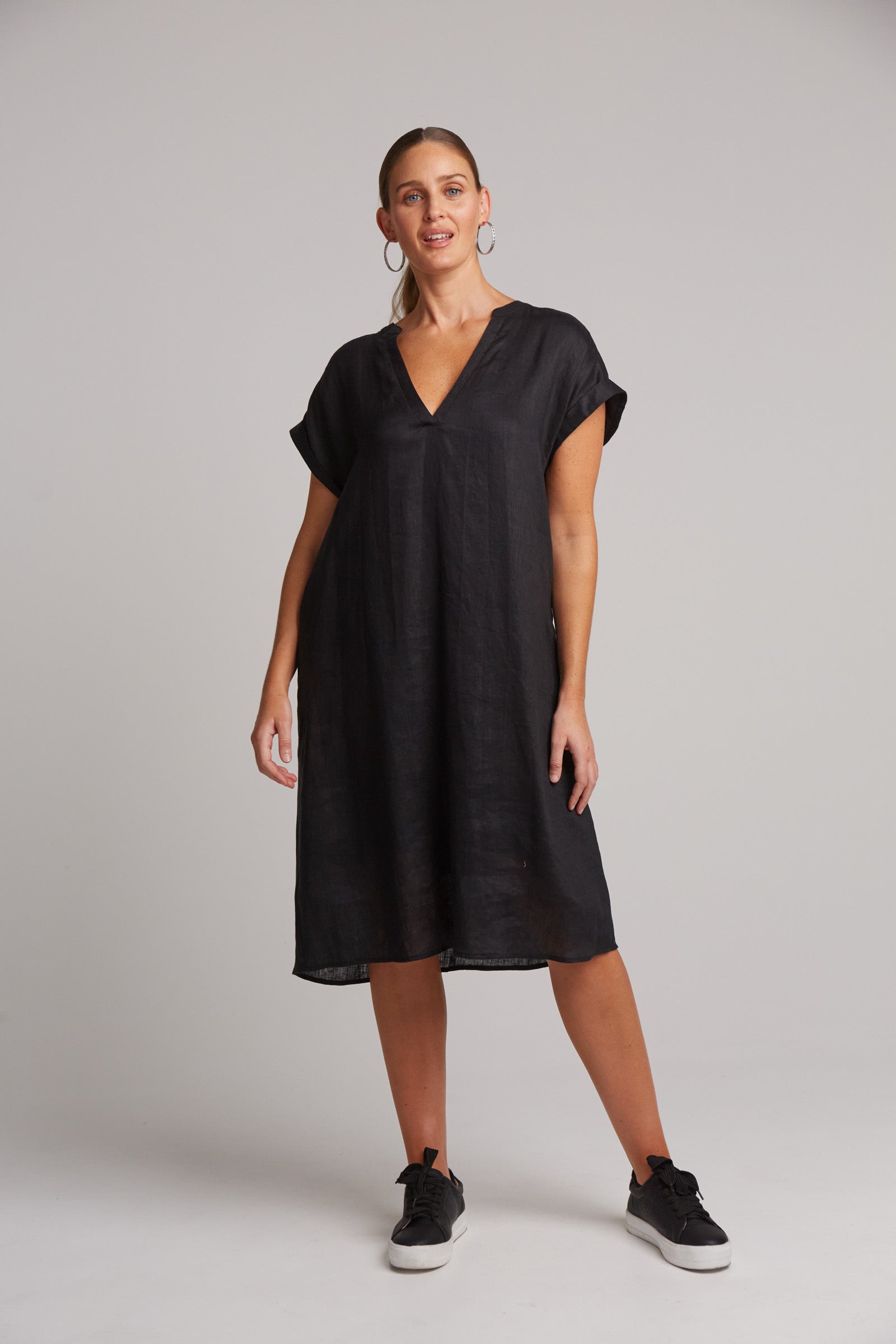 Studio Dress - Ebony - eb&ive Clothing - Dress Mid Linen