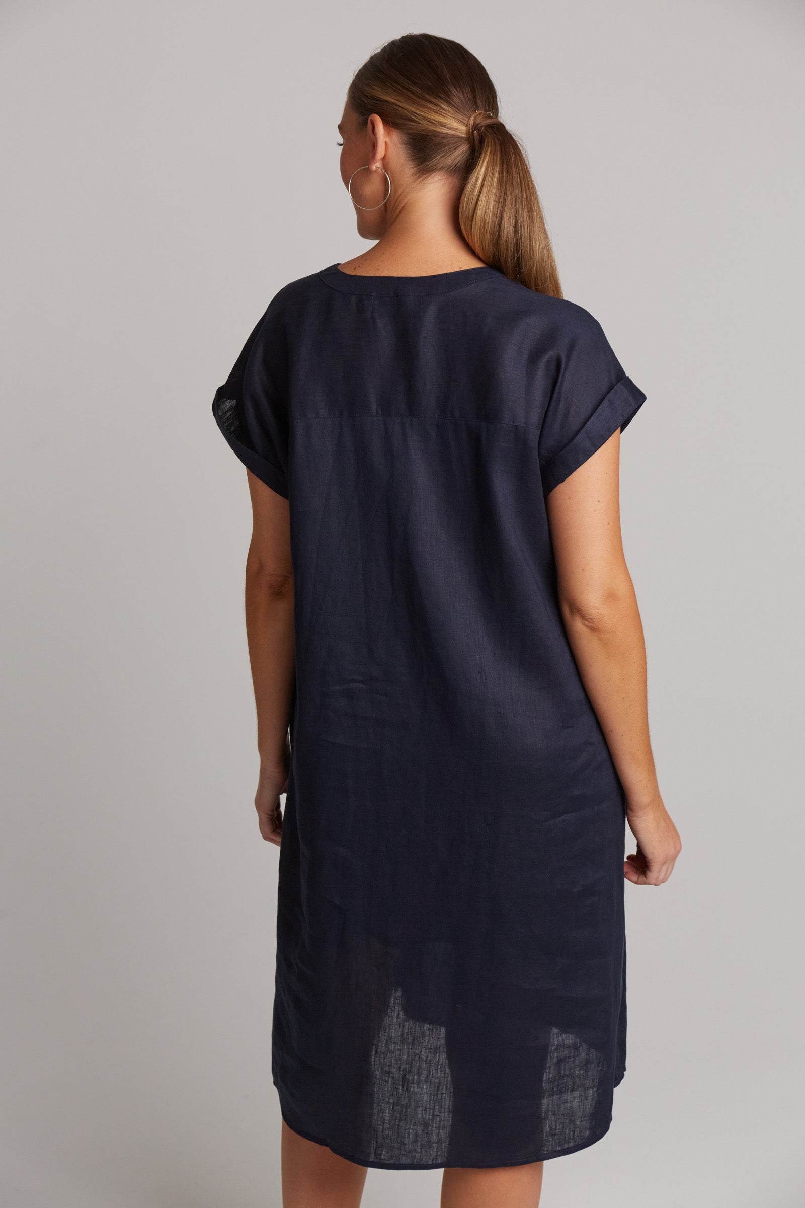 Studio Dress - Navy - eb&ive Clothing - Dress Mid Linen