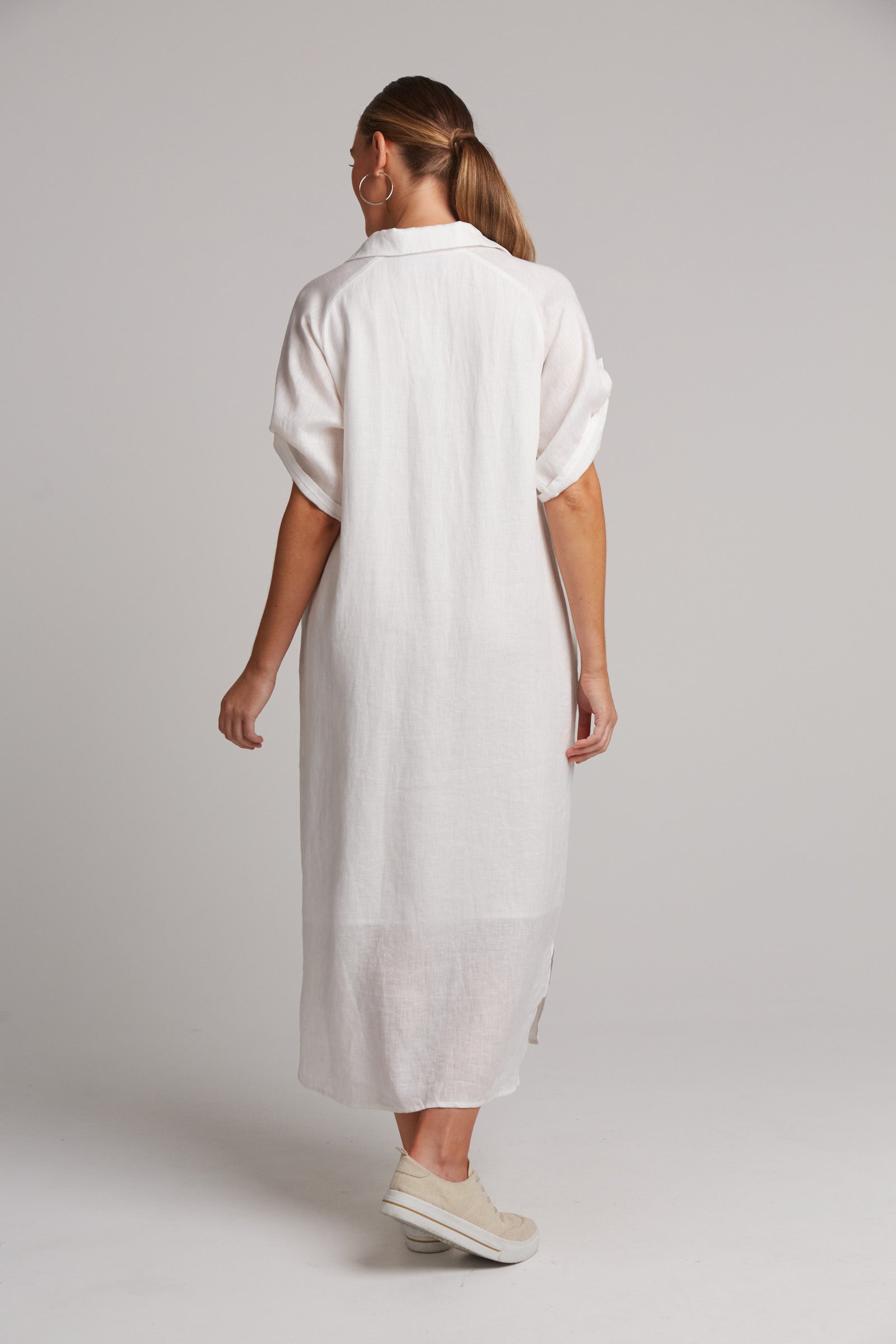 Studio Shirt Dress - Salt - eb&ive Clothing - Shirt Dress Mid Linen