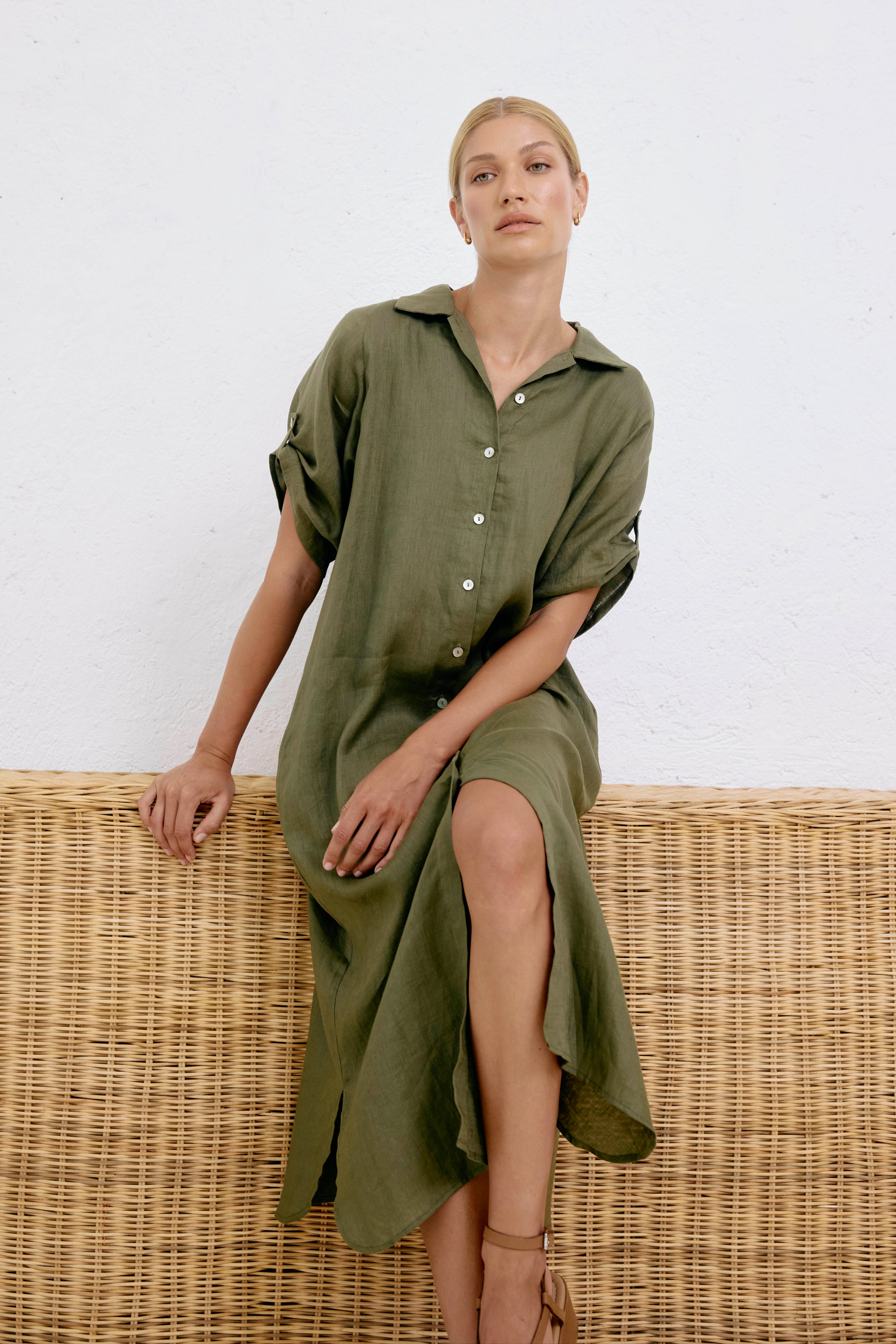 Studio Shirt Dress - Khaki
