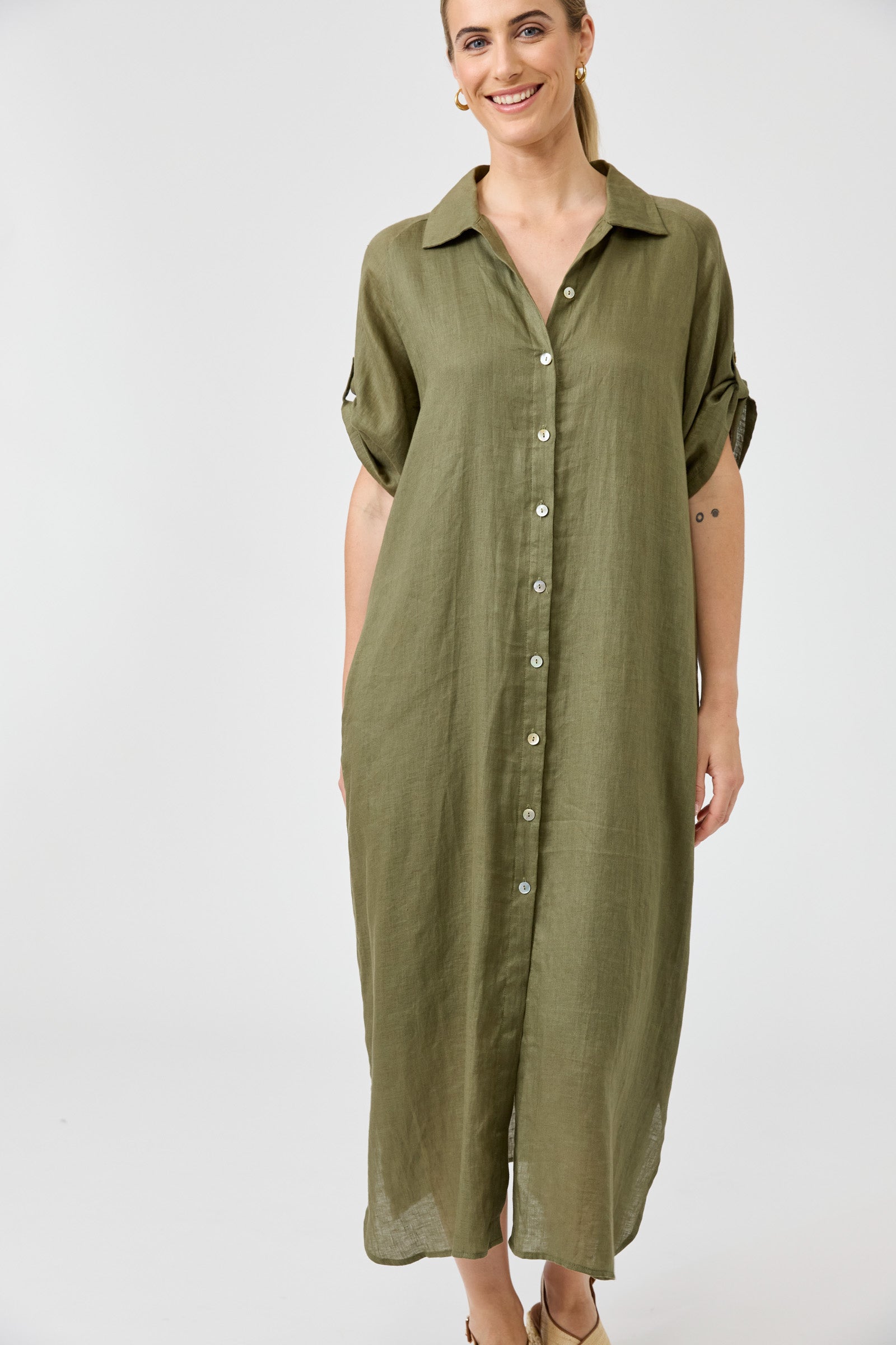 Studio Shirt Dress - Khaki