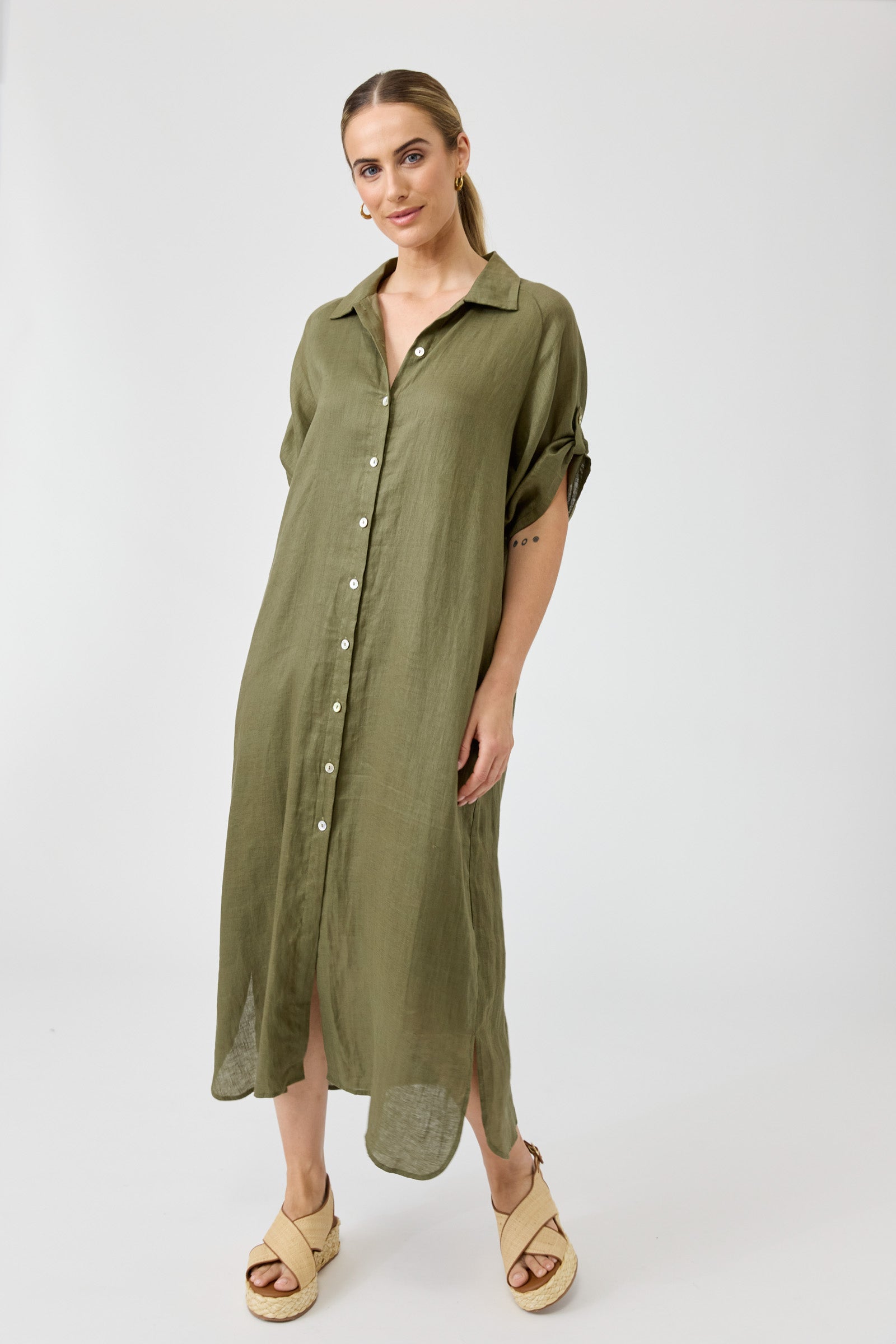 Studio Shirt Dress - Khaki