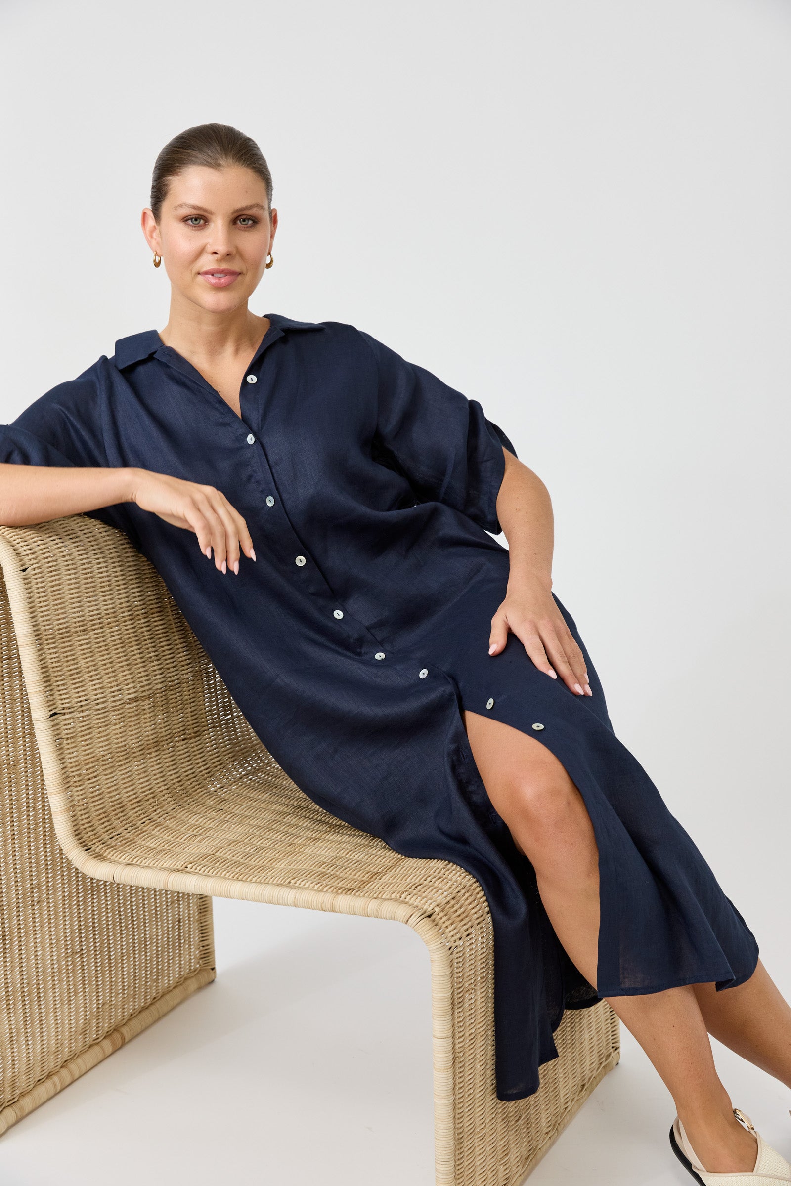 Studio Shirt Dress - Navy