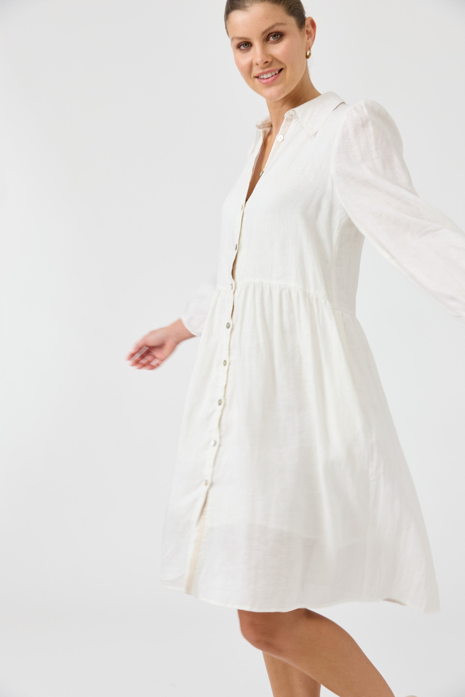 Studio Midi Shirt Dress - Salt