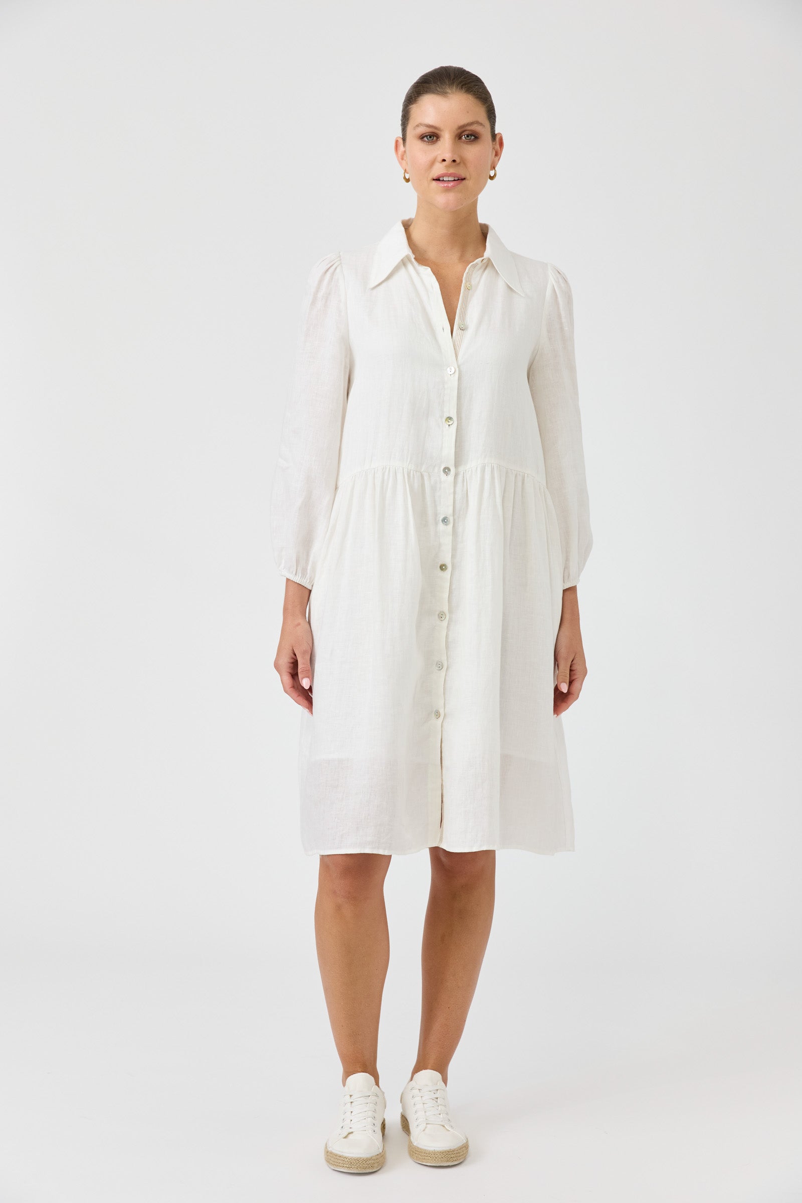 Studio Midi Shirt Dress - Salt