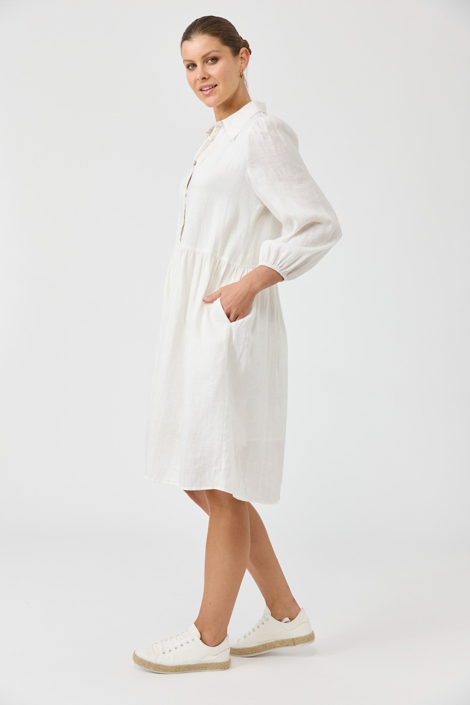 Studio Midi Shirt Dress - Salt