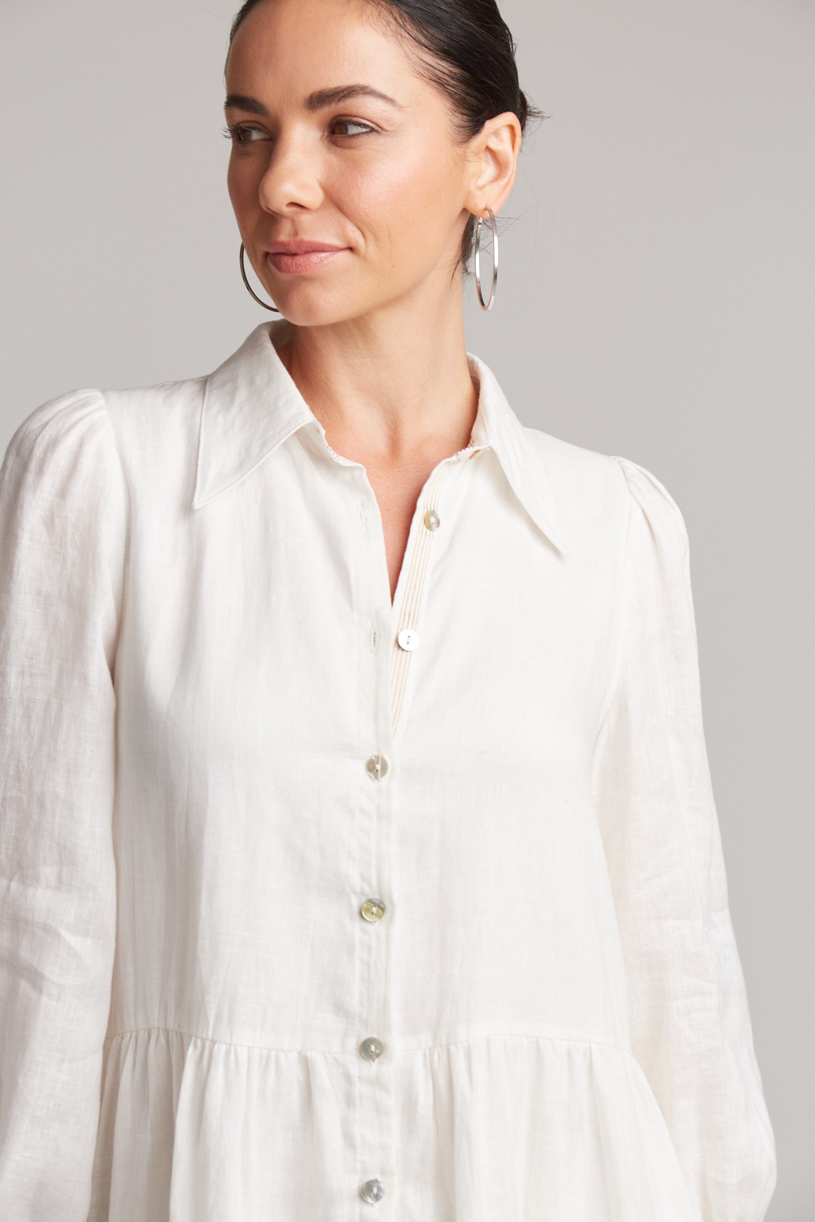 Studio Midi Shirt Dress - Salt - eb&ive Clothing - Dress Mid Linen