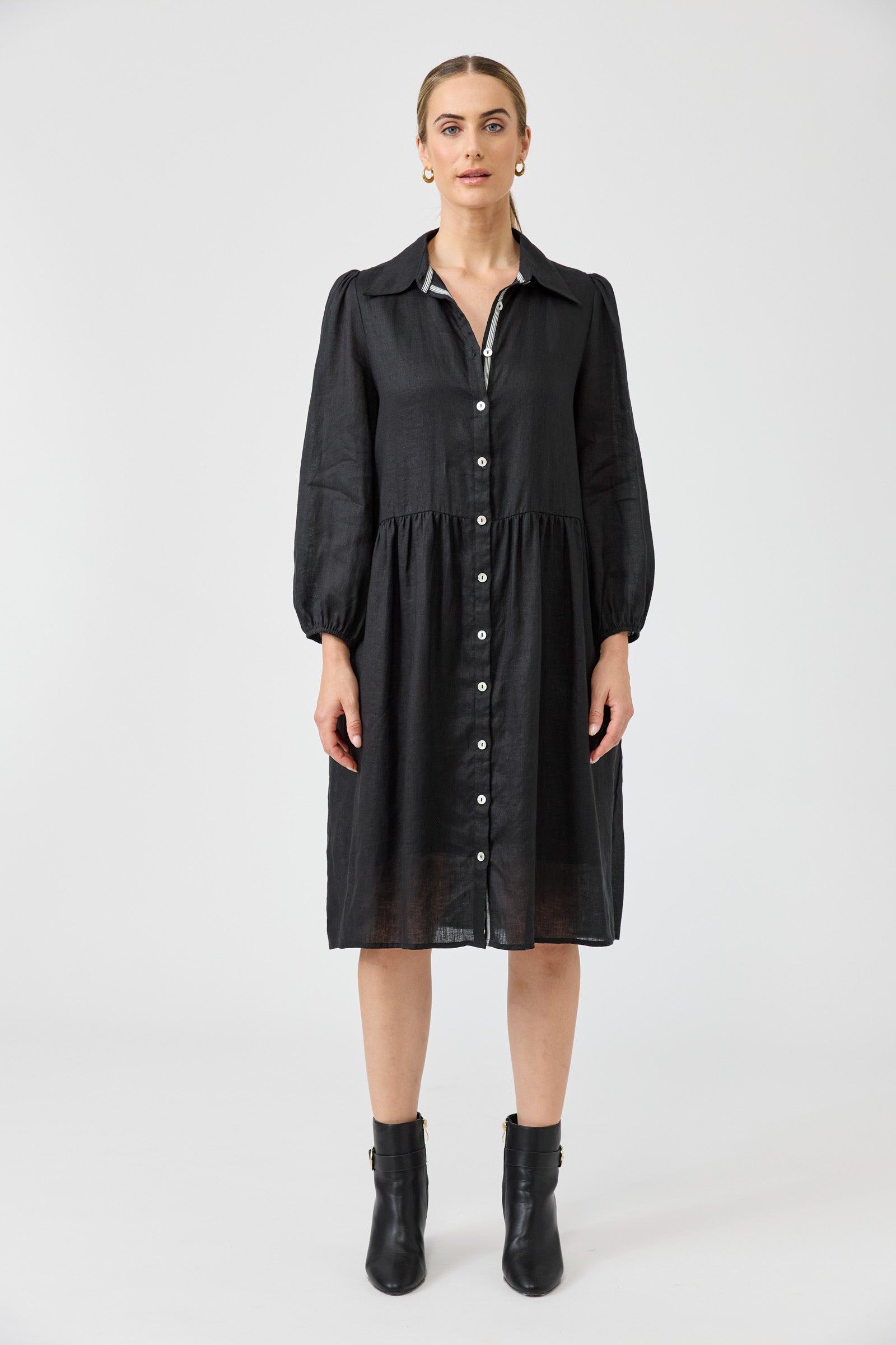 Studio Midi Shirt Dress - Ebony