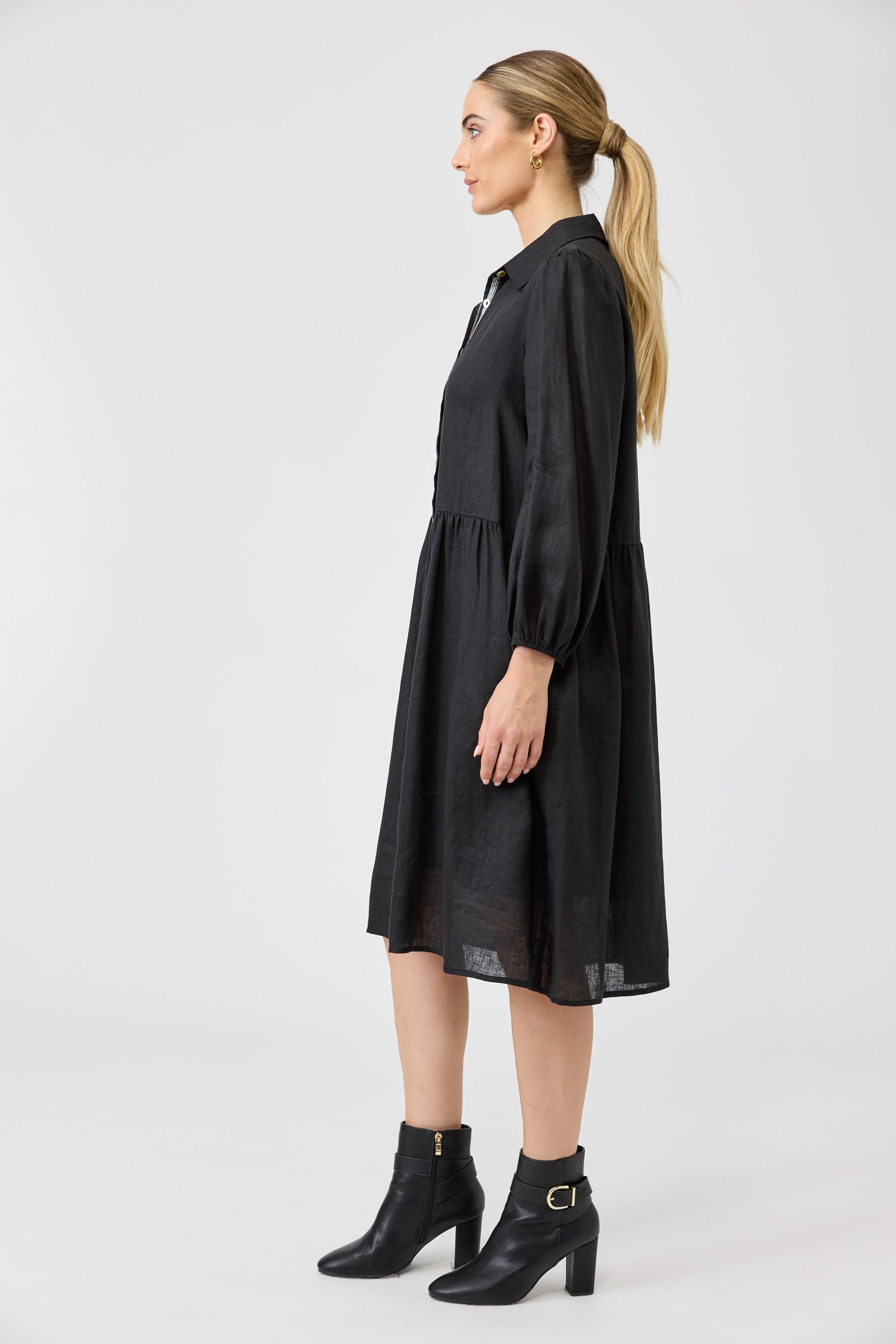 Studio Midi Shirt Dress - Ebony