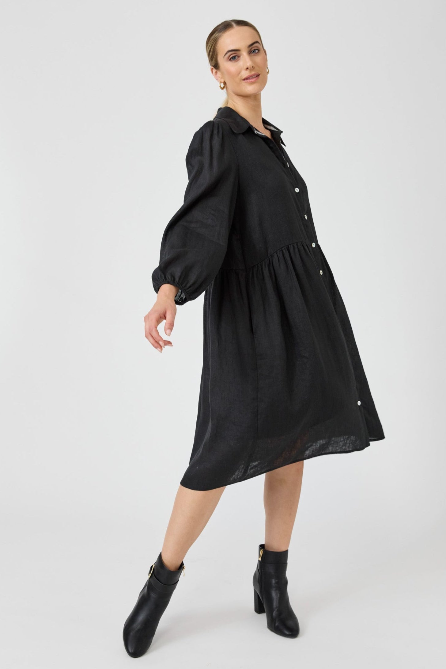 Studio Midi Shirt Dress - Ebony