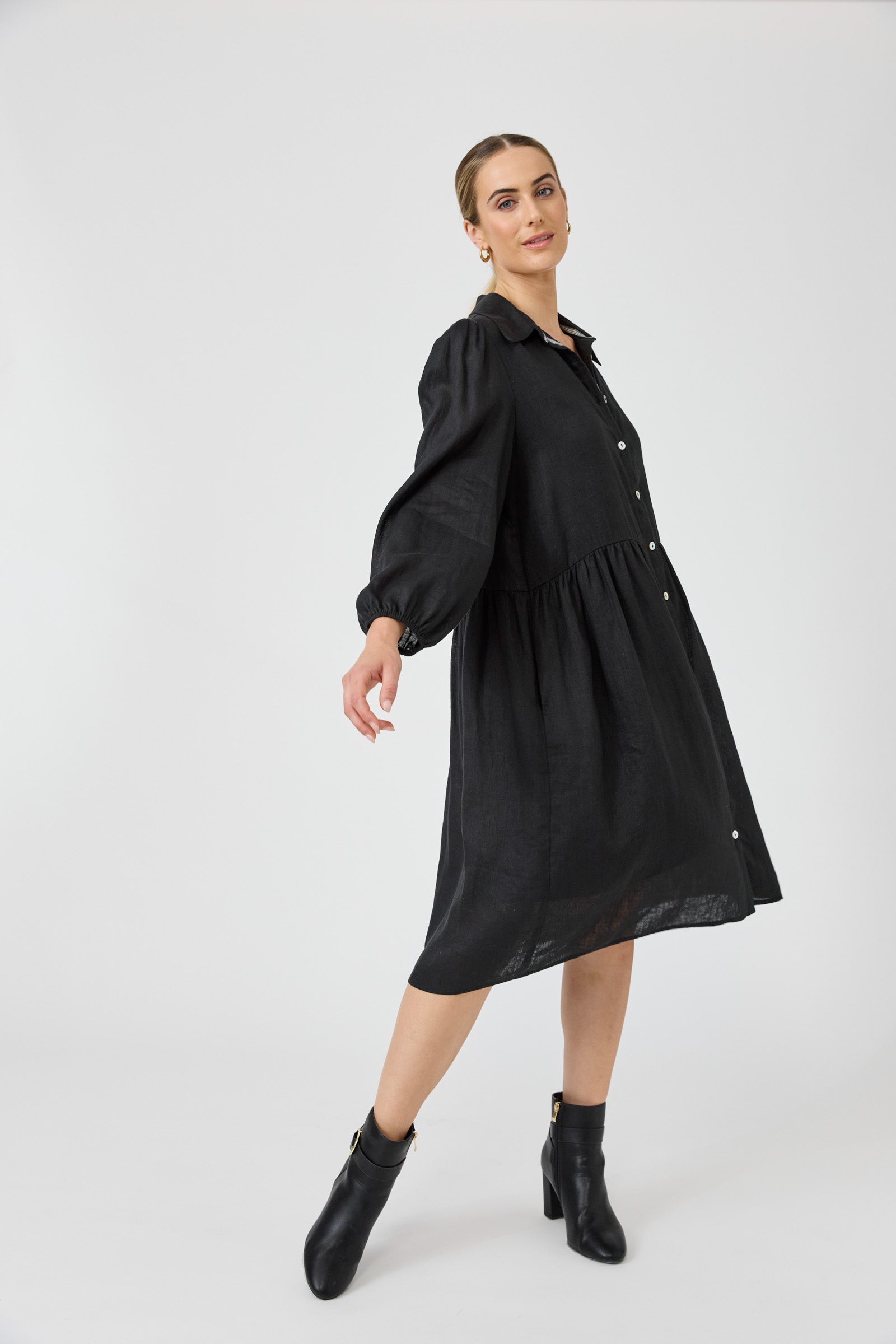 Studio Midi Shirt Dress - Ebony