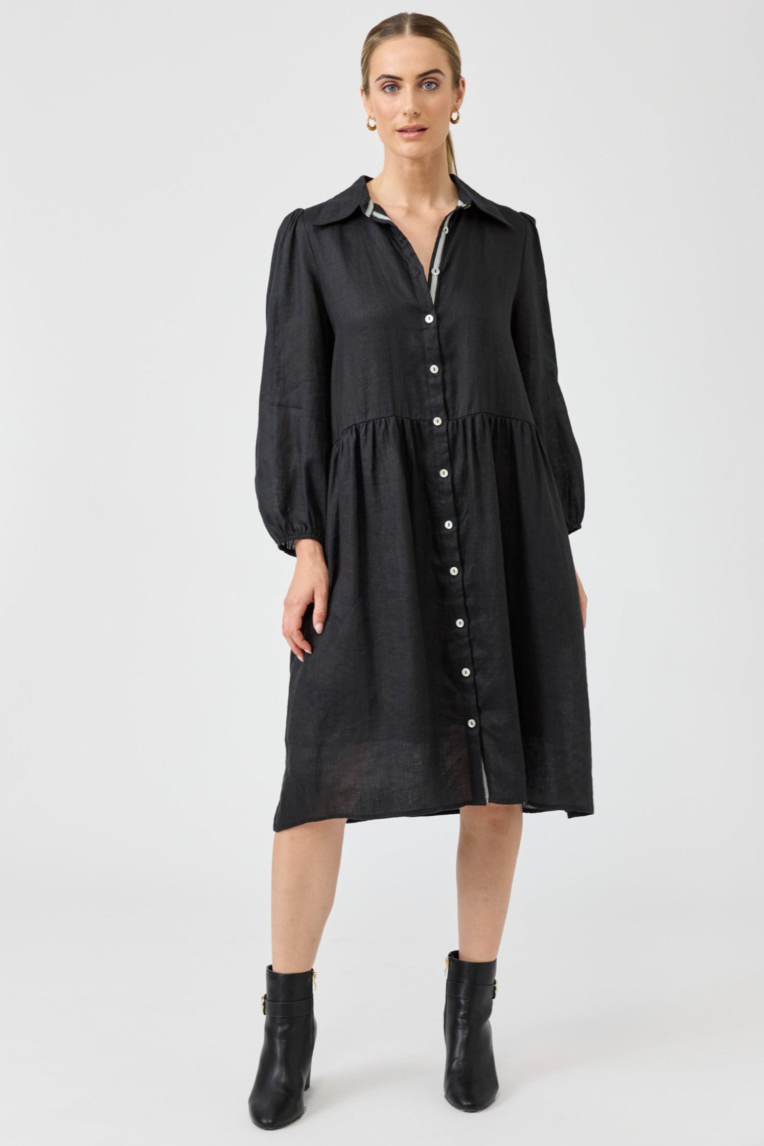 Studio Midi Shirt Dress - Ebony