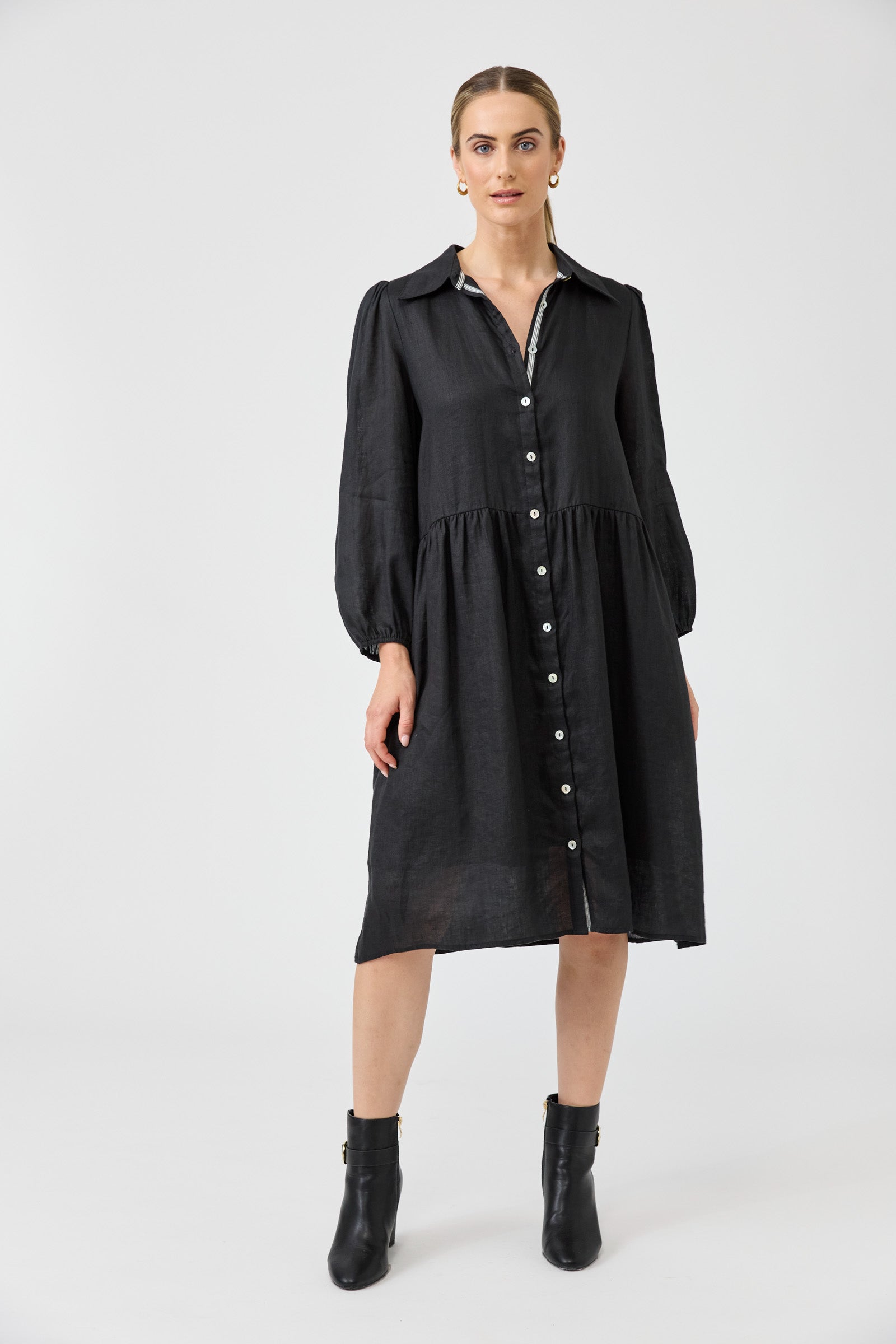 Studio Midi Shirt Dress - Ebony