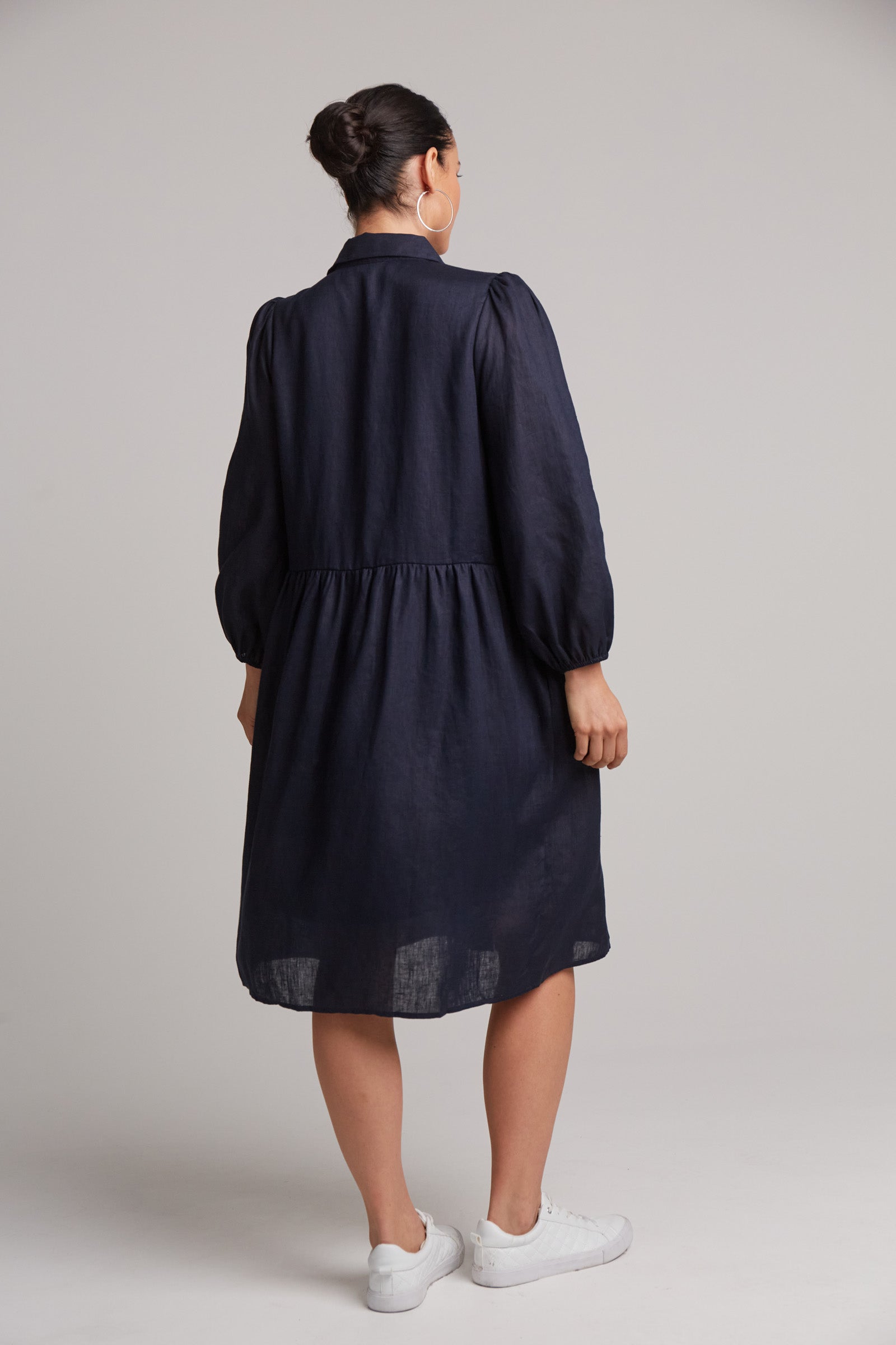 Studio Midi Shirt Dress - Navy - eb&ive Clothing - Dress Mid Linen