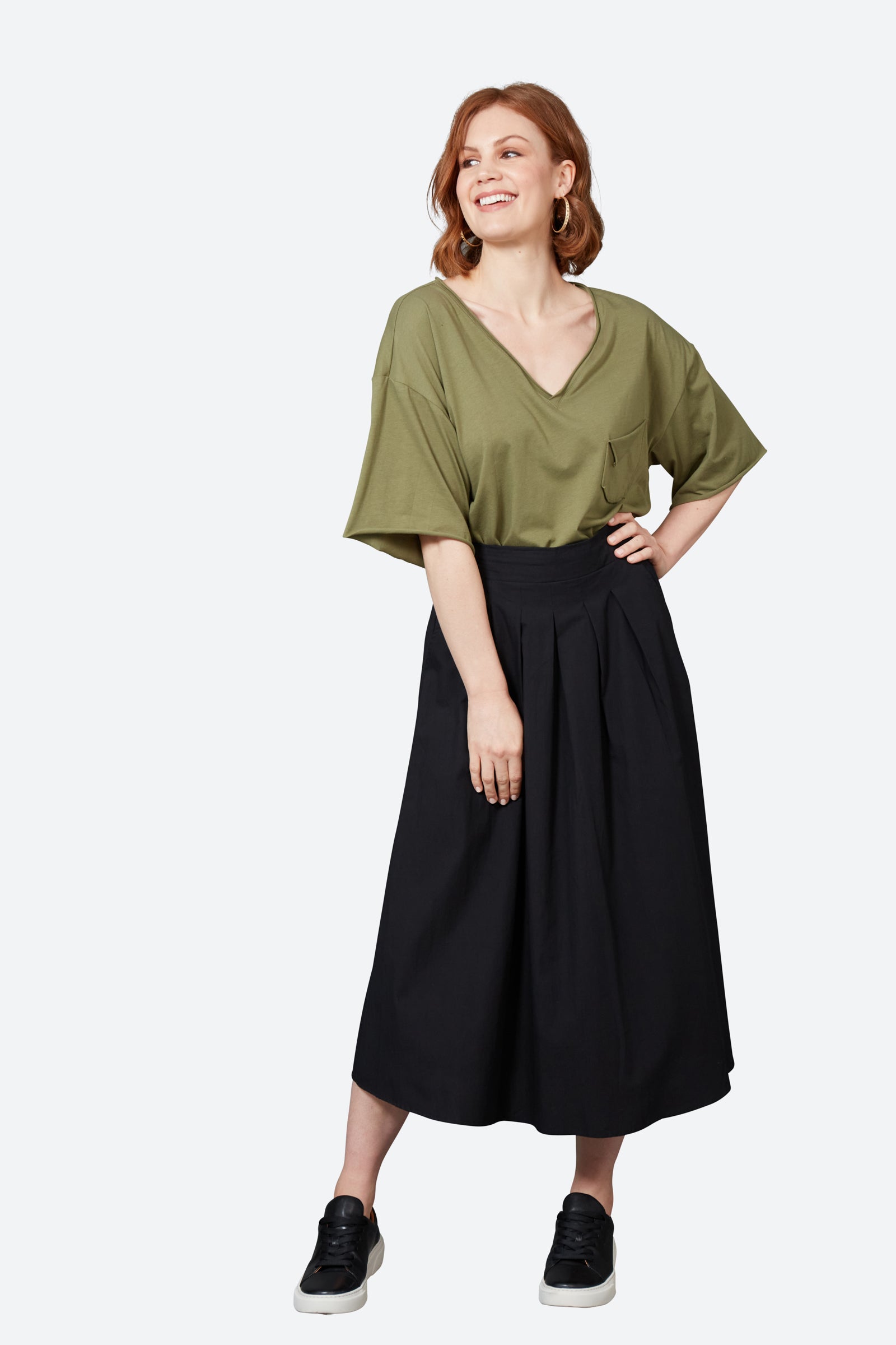 Studio Pleat Skirt - Ebony - eb&ive Clothing - Skirt Maxi