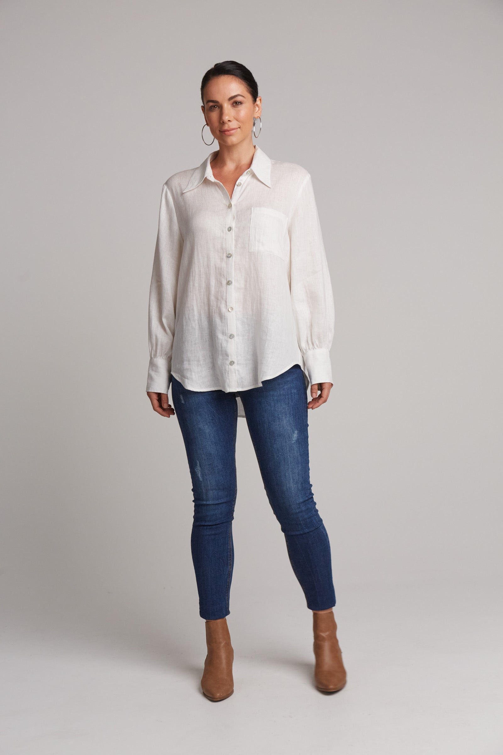 Studio Shirt - Salt - eb&ive Clothing - Shirt L/S Linen