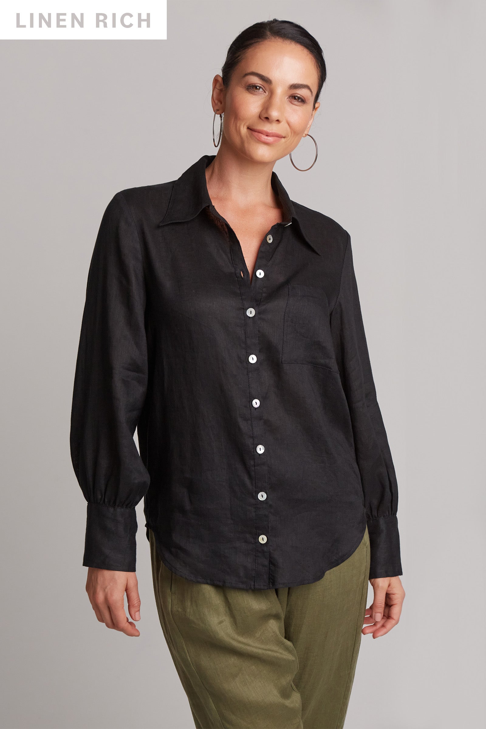 Studio Shirt - Ebony - eb&ive Clothing - Shirt L/S Linen
