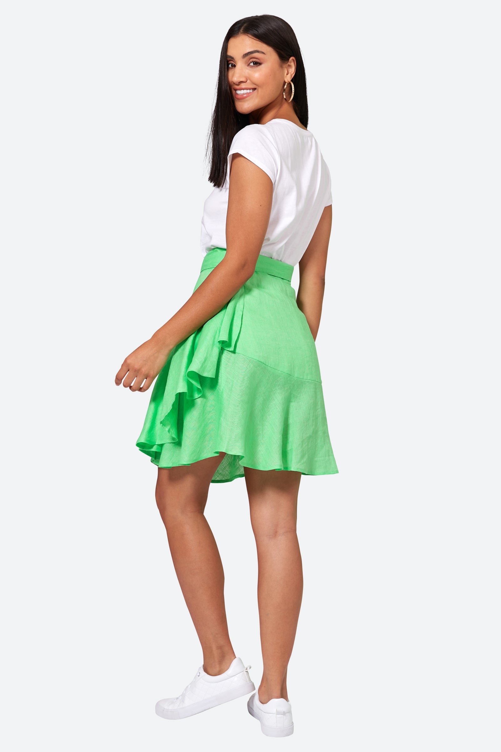 La Vie Mini Wrap Skirt - Kiwi - eb&ive Clothing - Skirt Mini Linen