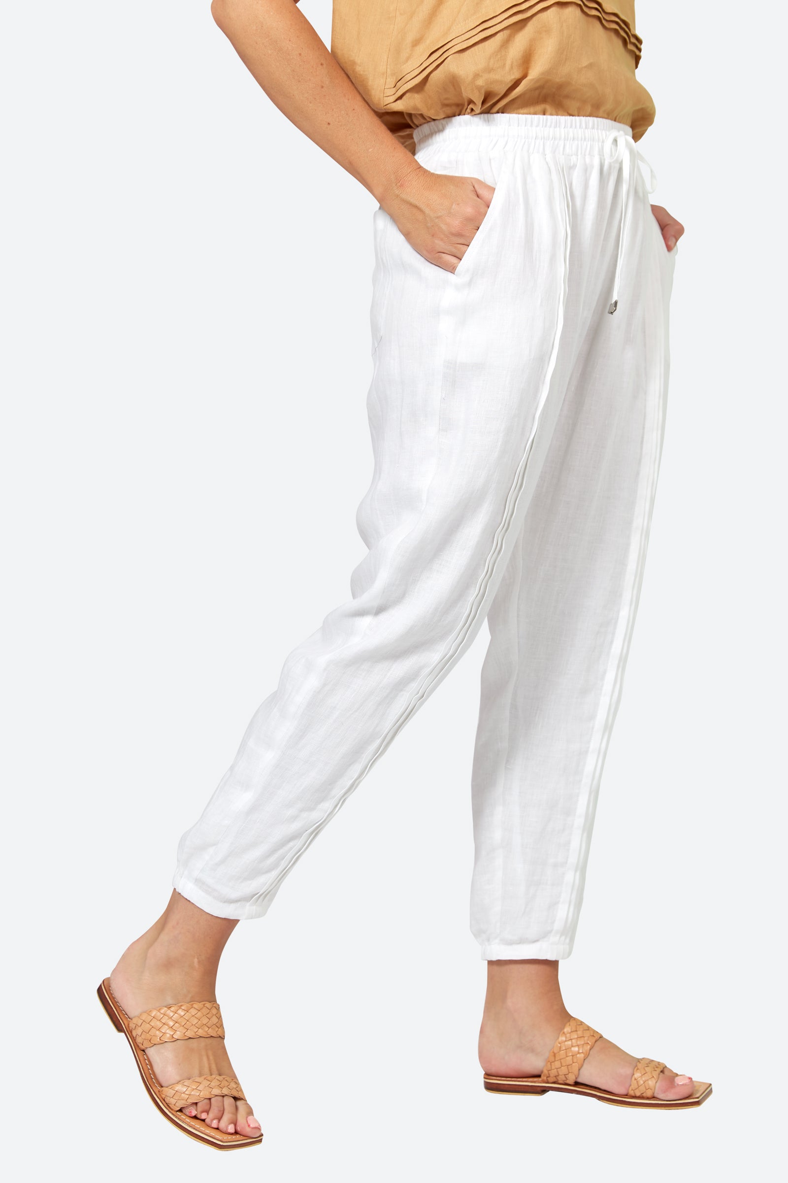 La Vie Pintuck Pant - Blanc - eb&ive Clothing - Pant Relaxed Linen
